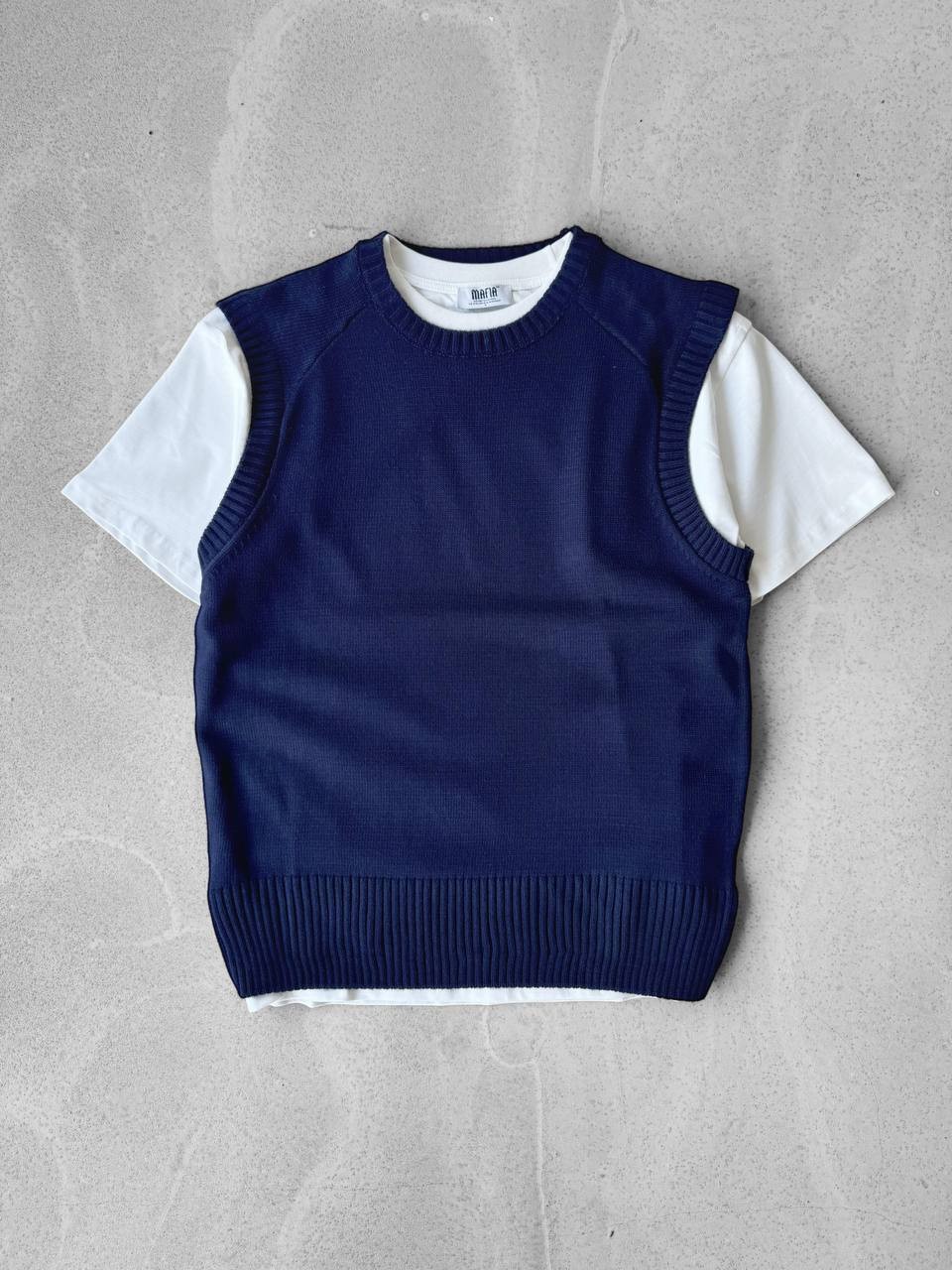 Oversize Triko Süveter & Müslin Kumaş Keten Pantolon - Lacivert