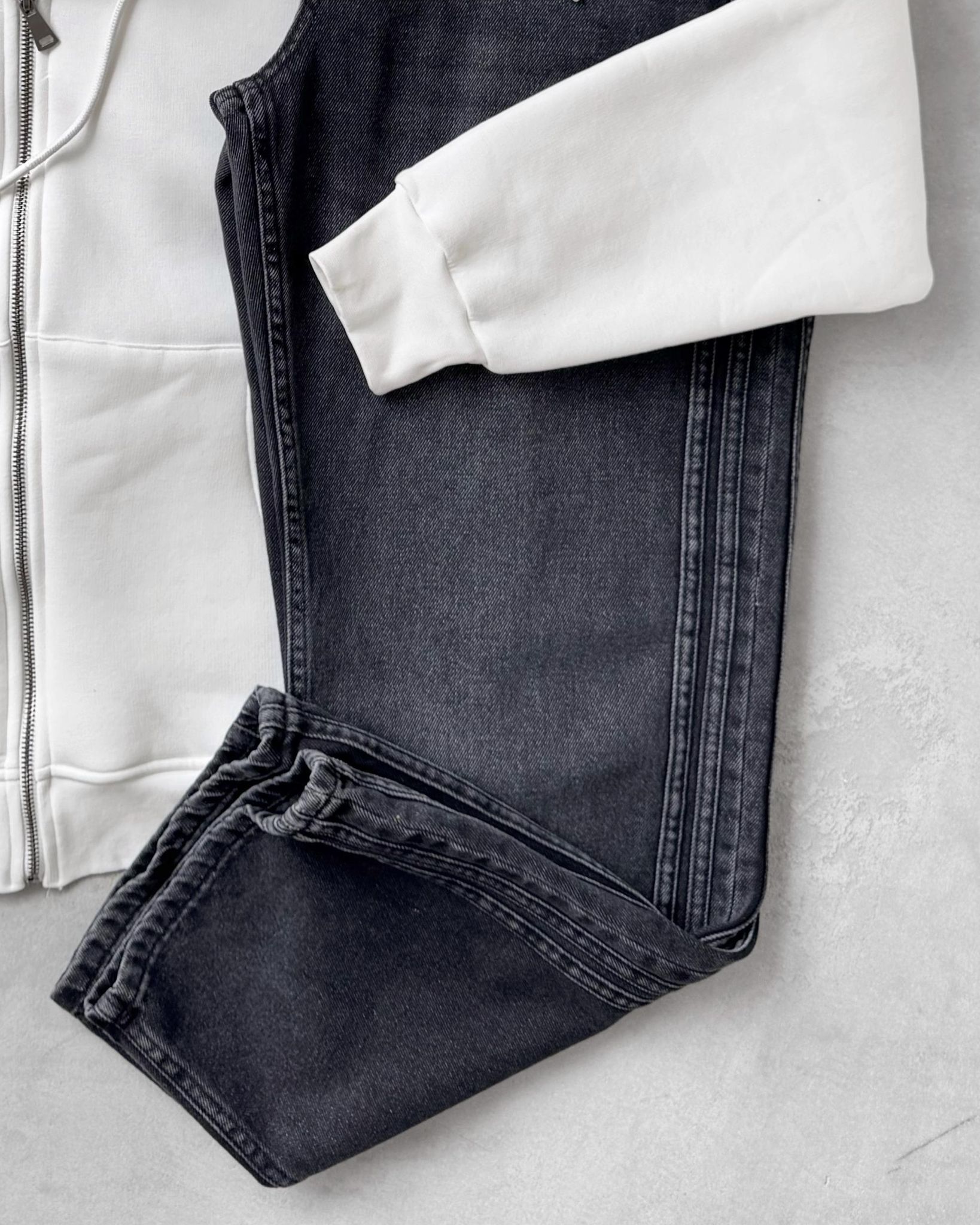 Üç İplik Şardonlu Zip & Bağcıklı Regular Kot Pantolon G2080