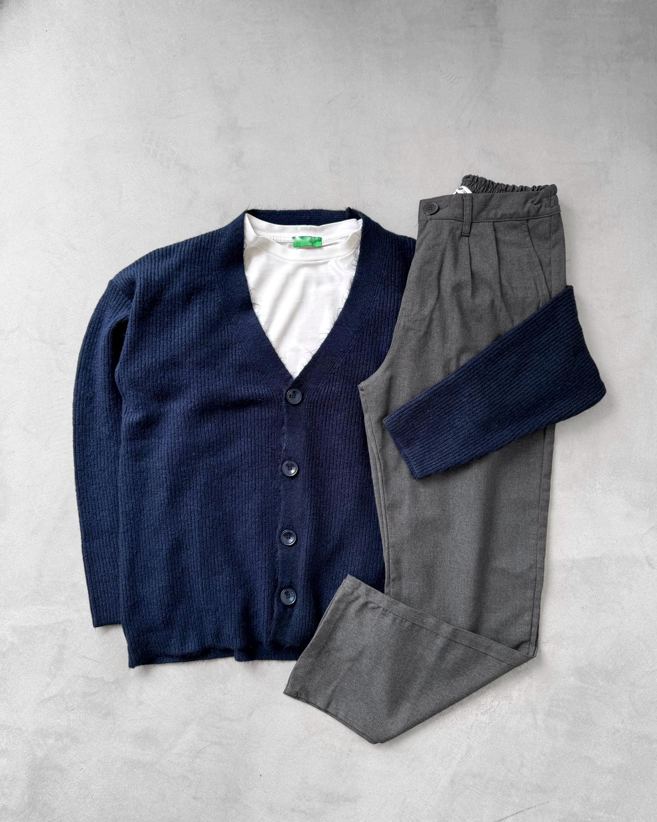 Sık Örme Düğmeli Triko Hırka & Regular Kumaş Pantolon G2082