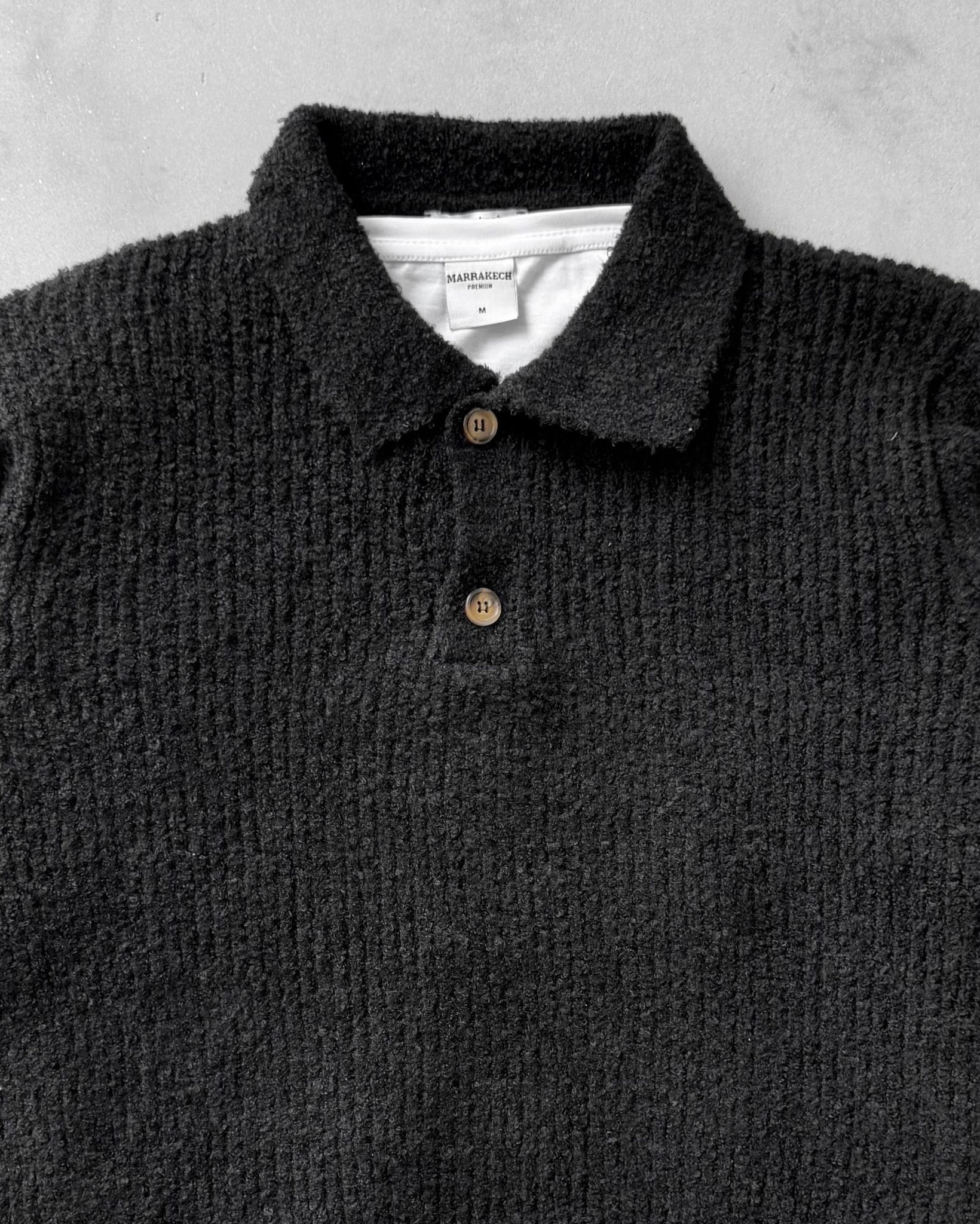 Poplin Kumaş Polo Yaka Triko G2117 - Siyah