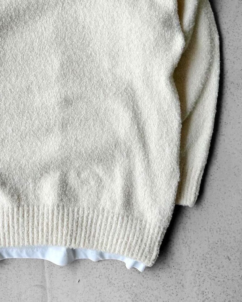 Poplin Kumaş Triko Kazak G2057 - Krem Rengi