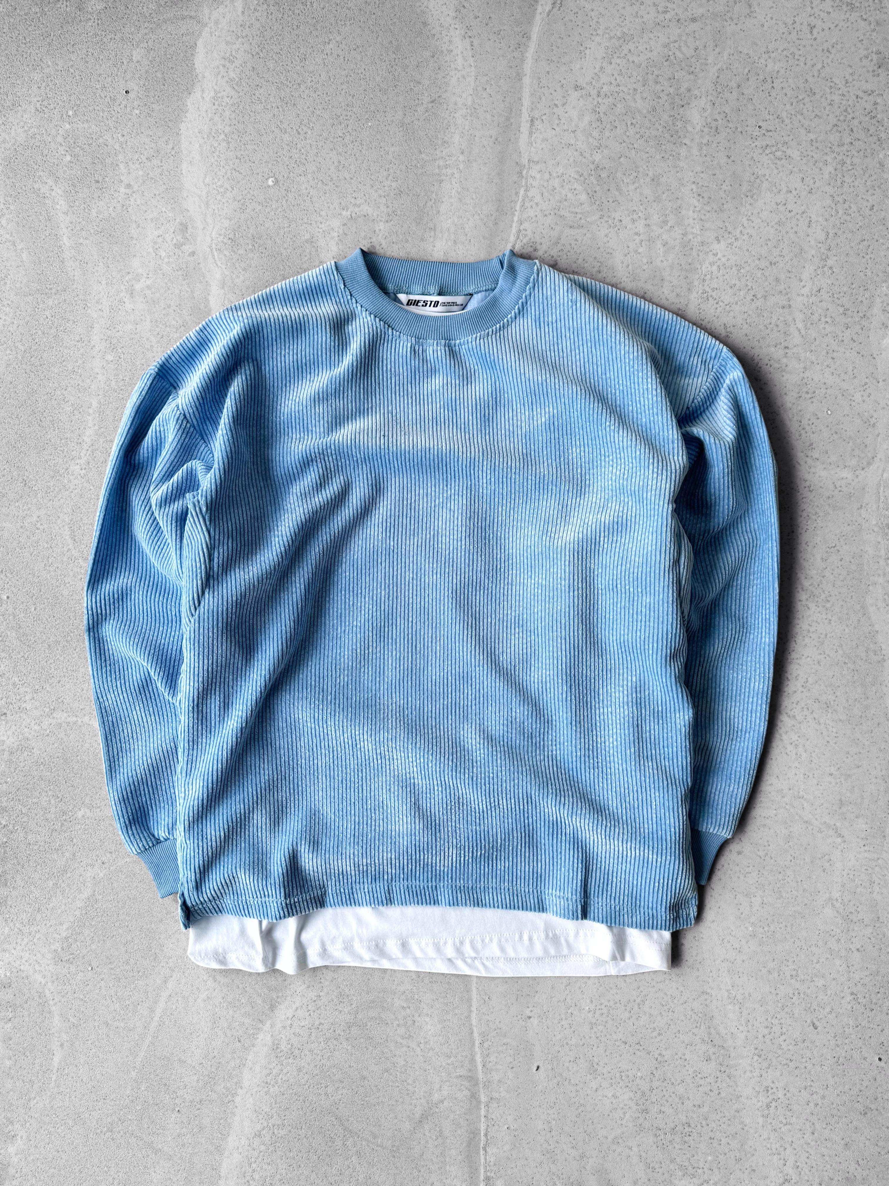 Oversize Kadife Sweatshirt - Mavi