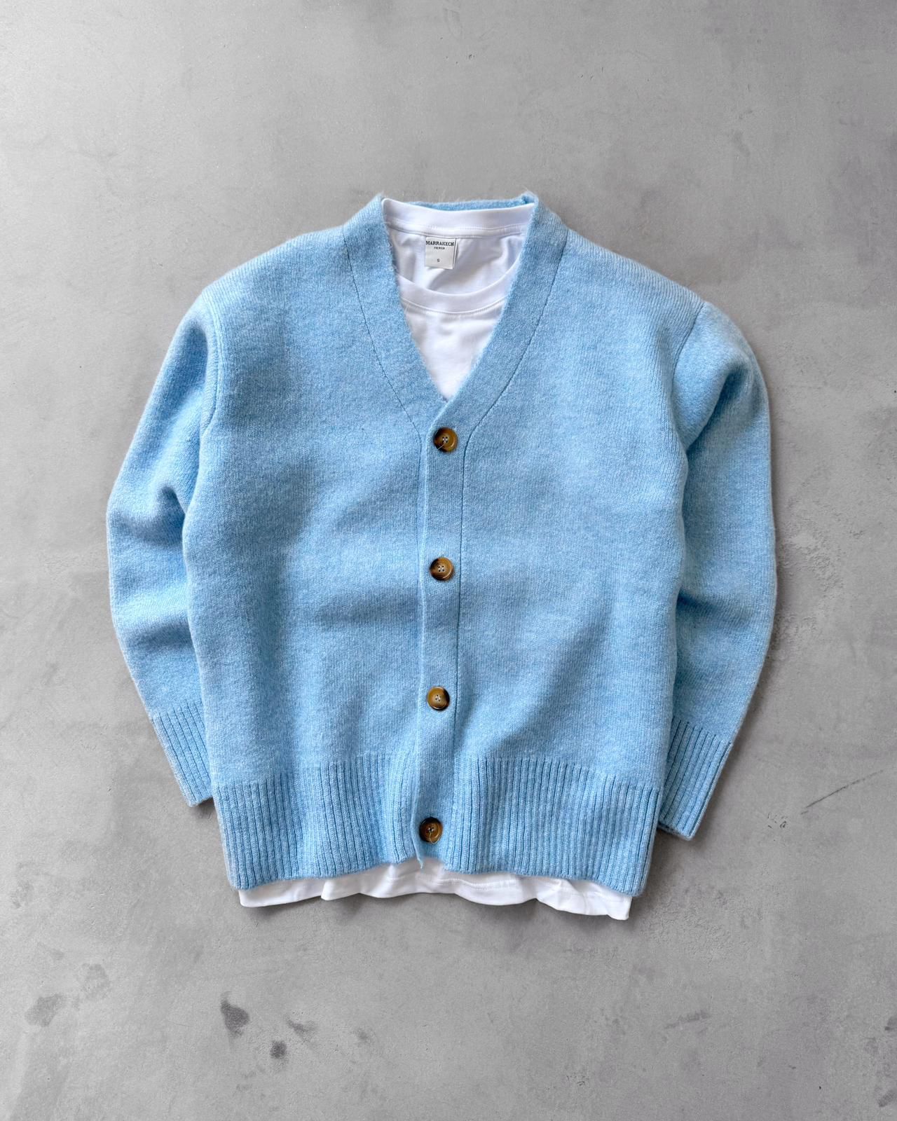 Sık Dokuma Düğmeli Triko Hırka G2090 - Bebe Mavisi