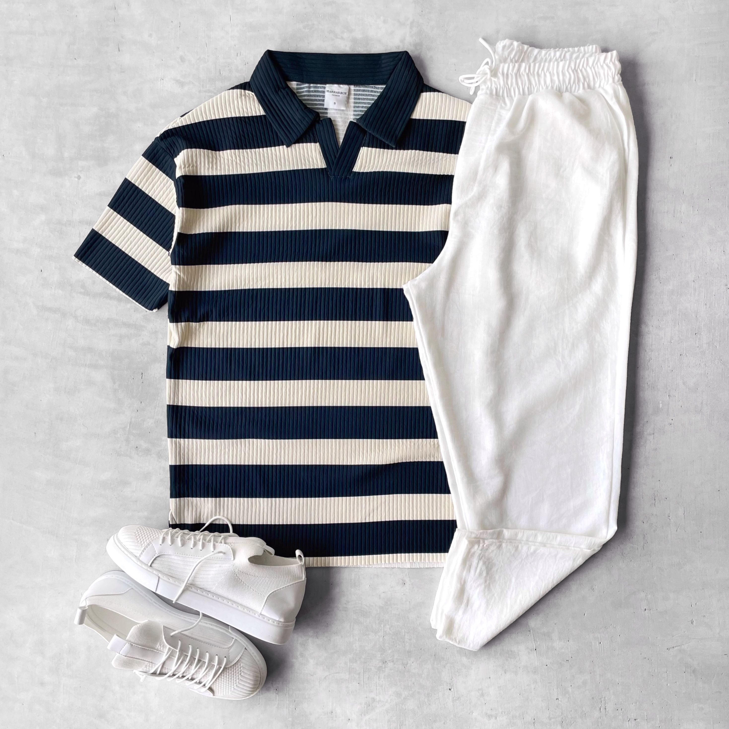 Oversize Polo Yaka Tişört & Keten Pantolon