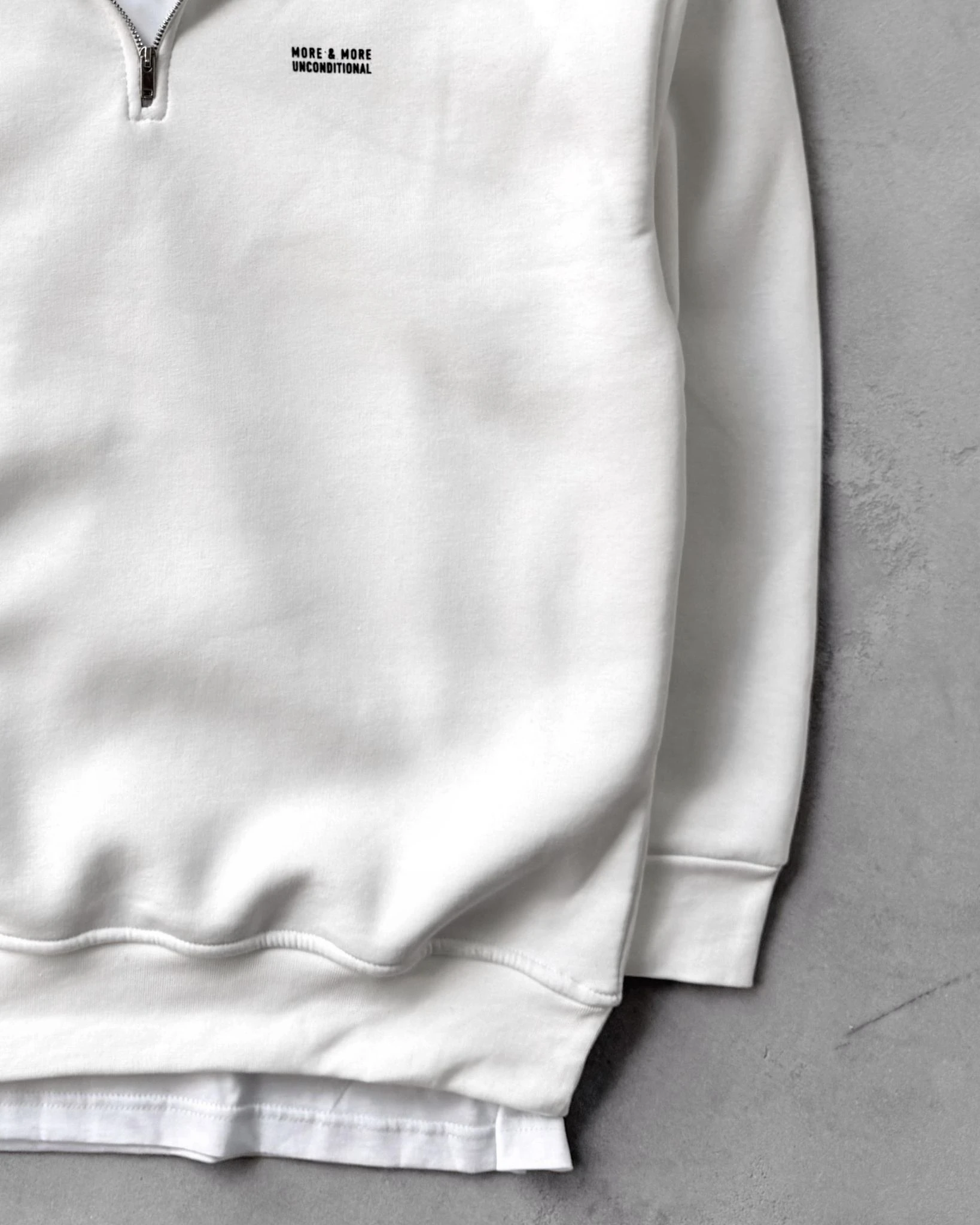 Yarım Fermuarlı Üç İplik Sweatshirt G2109 - Beyaz