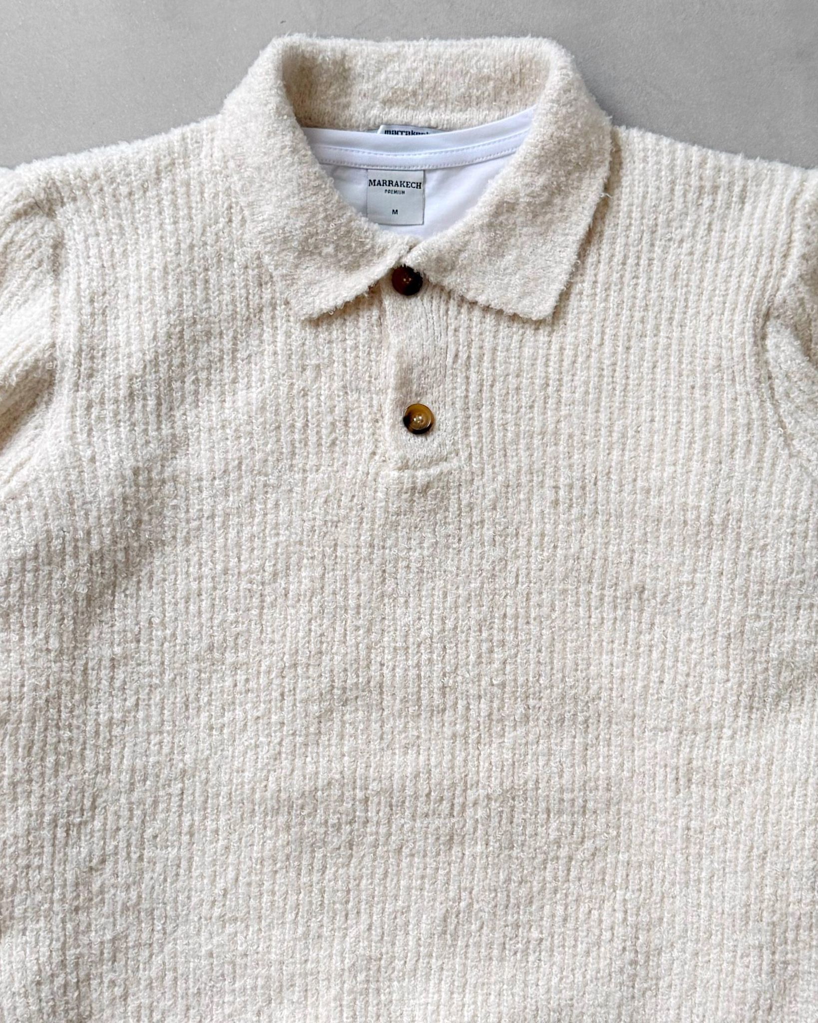 Poplin Kumaş Polo Yaka Triko G2117 - Bej