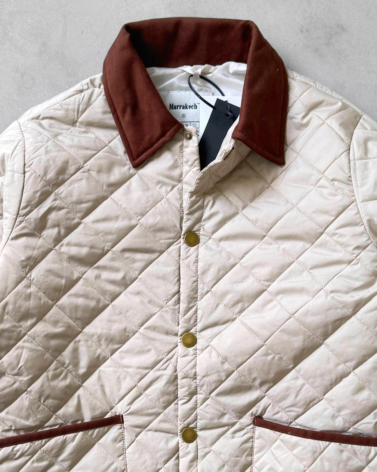 Yakası Kadife Kapitone Ceket G2076 - Bej