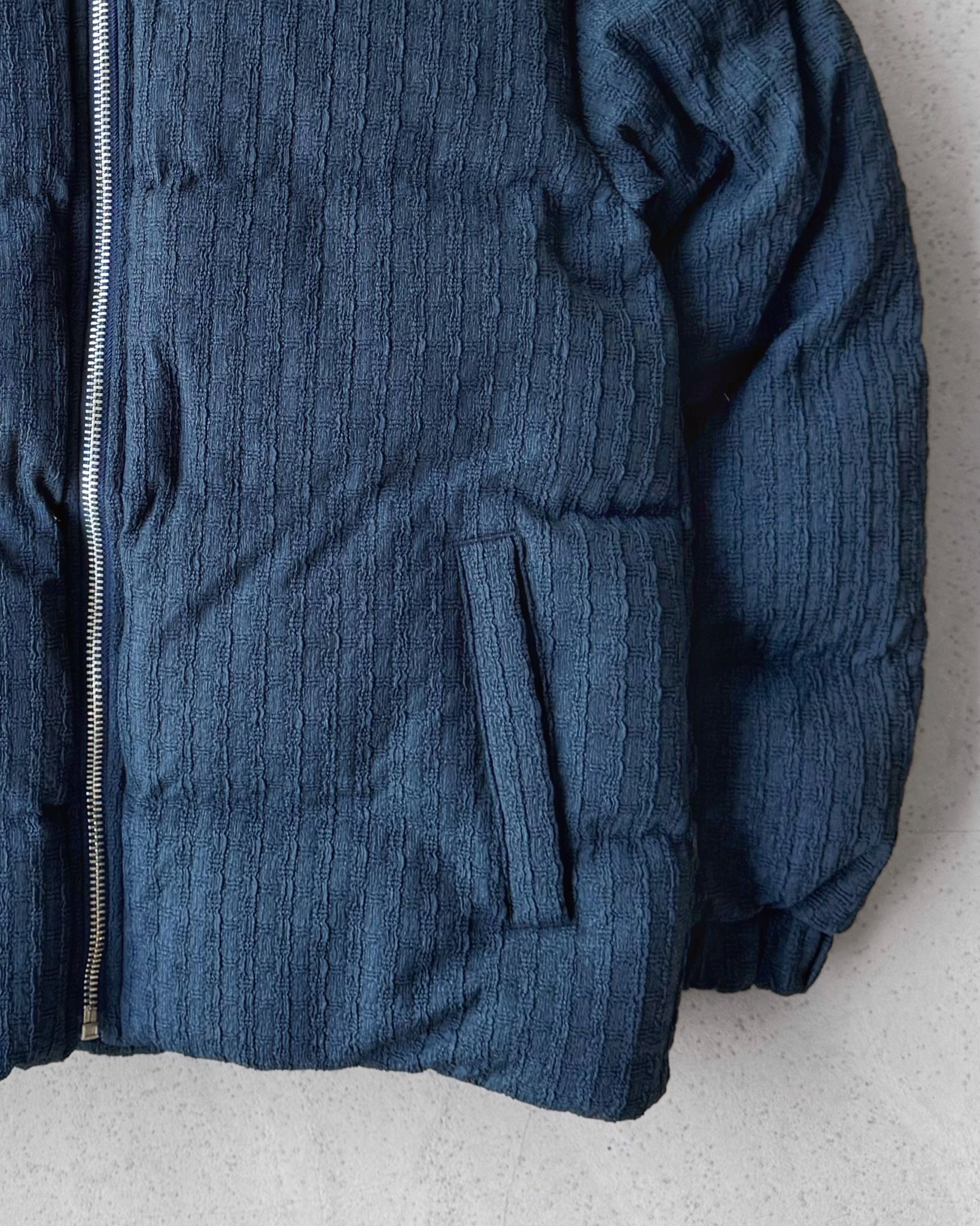 İçi Astarlı Örgü Desenli Şişme Mont G2121 - İndigo