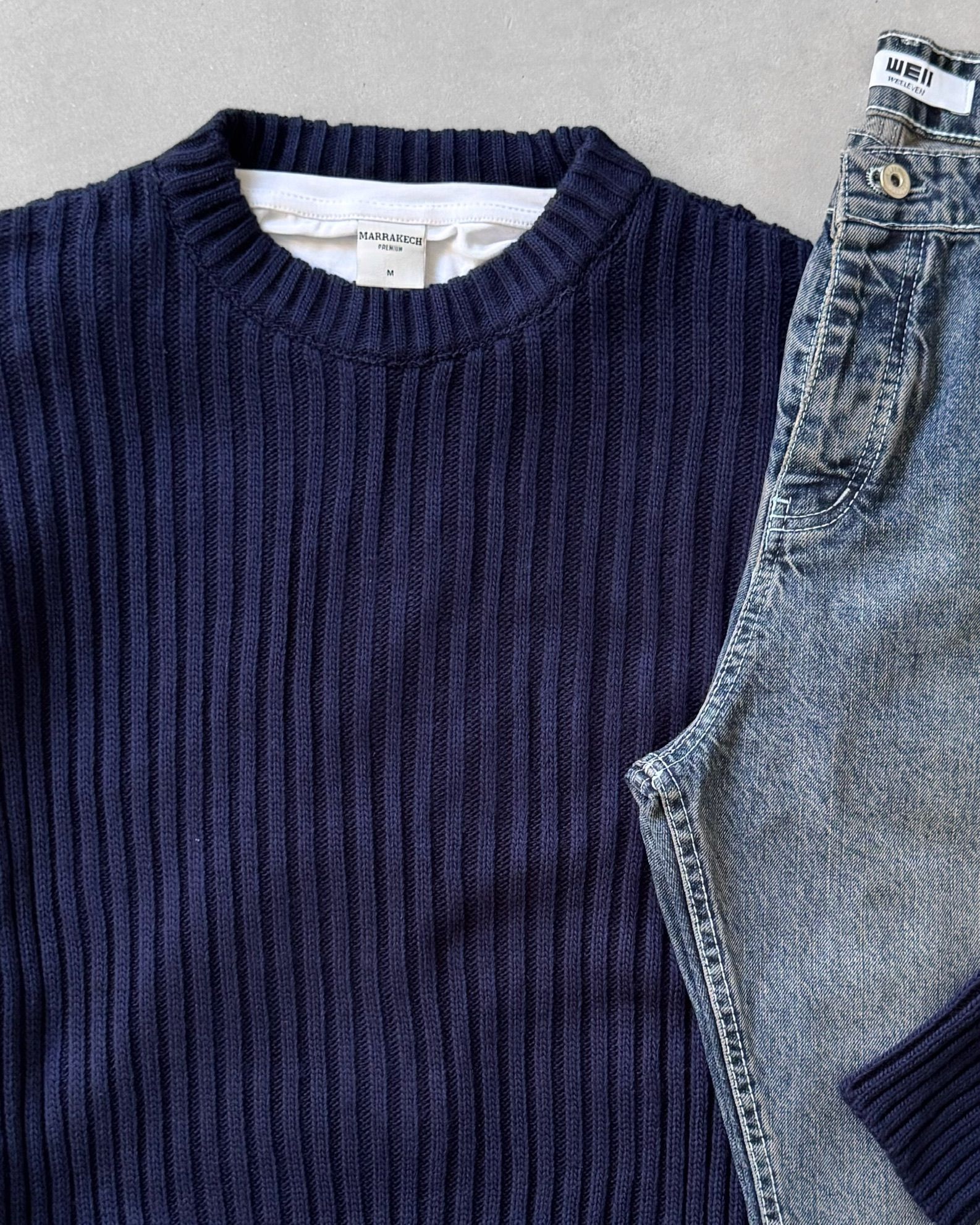 Bisiklet Yaka Triko Kazak & Regular Kot Pantolon G2110 - Lacivert