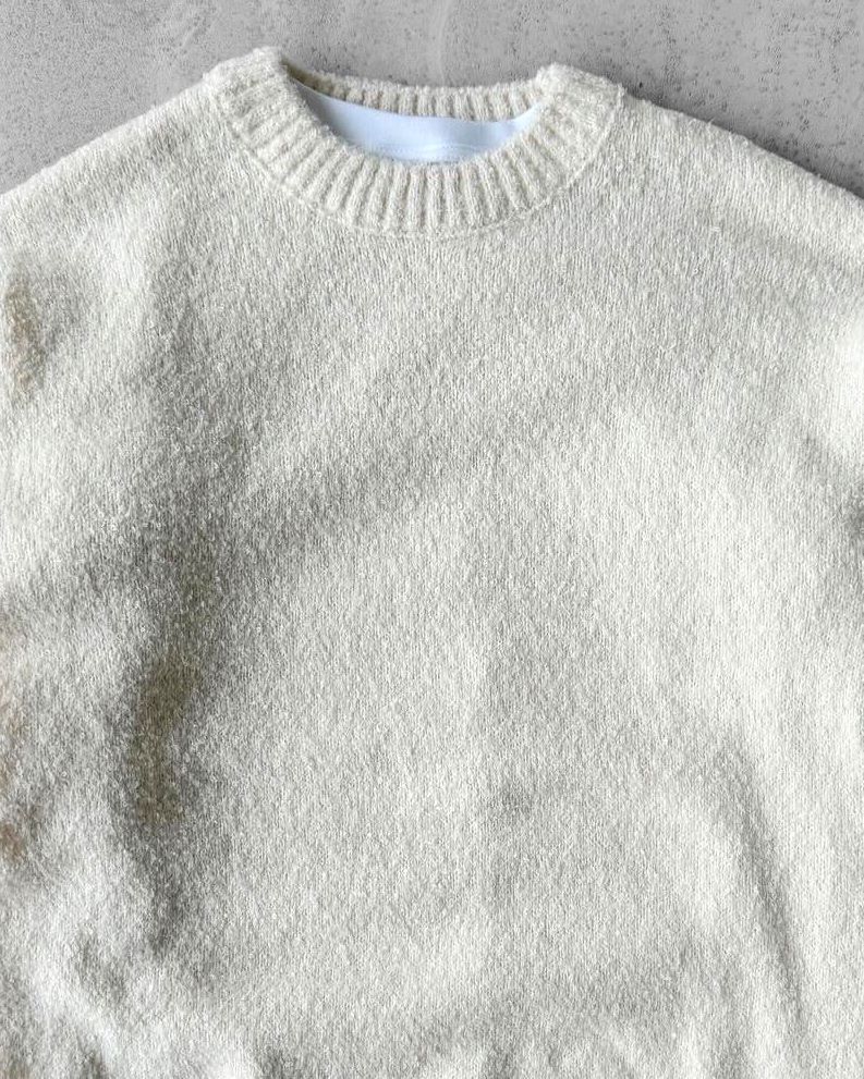 Poplin Kumaş Triko Kazak G2057 - Krem Rengi