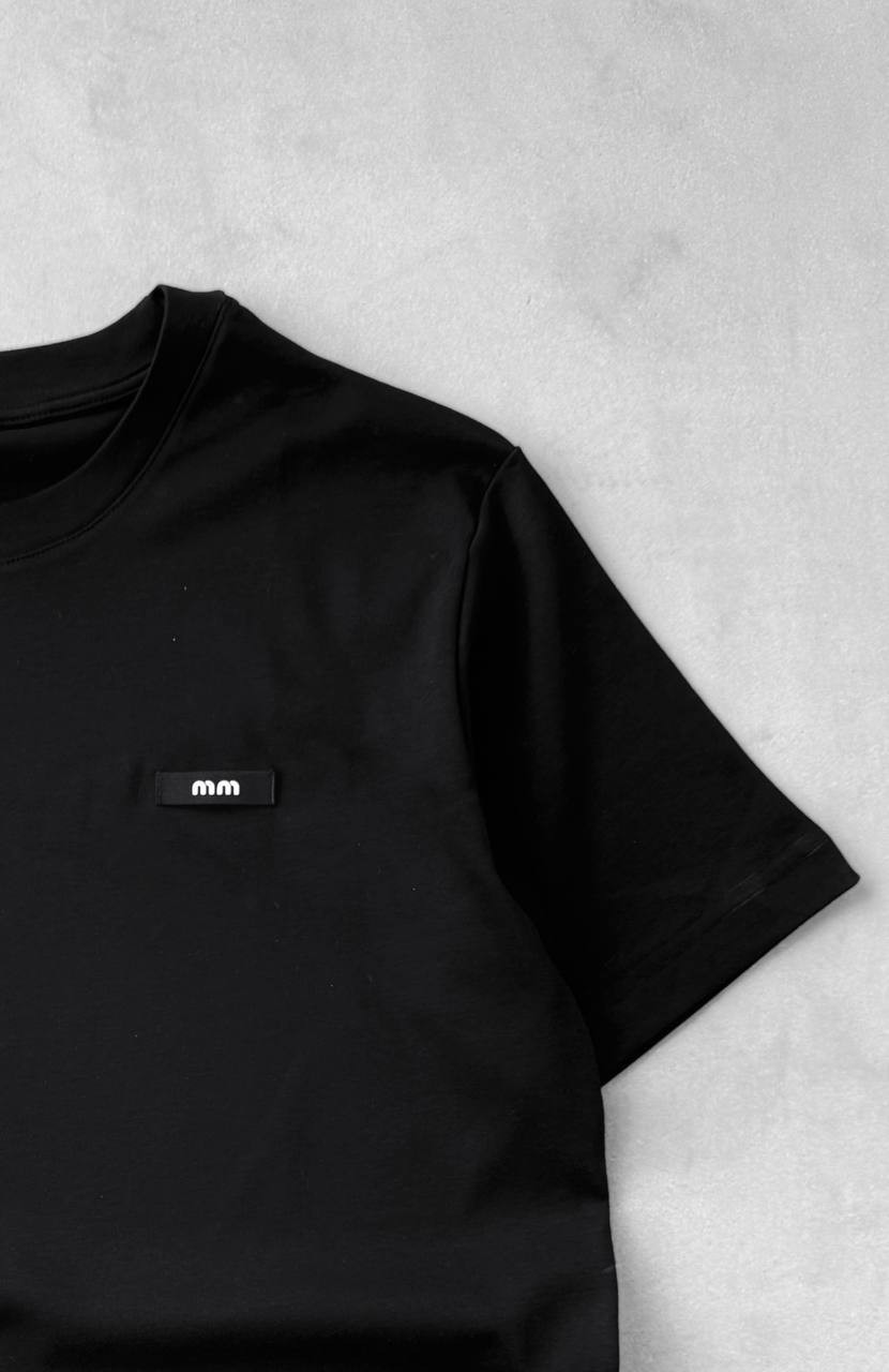 MM Bisiklet Yaka Oversize Tişört  - Siyah