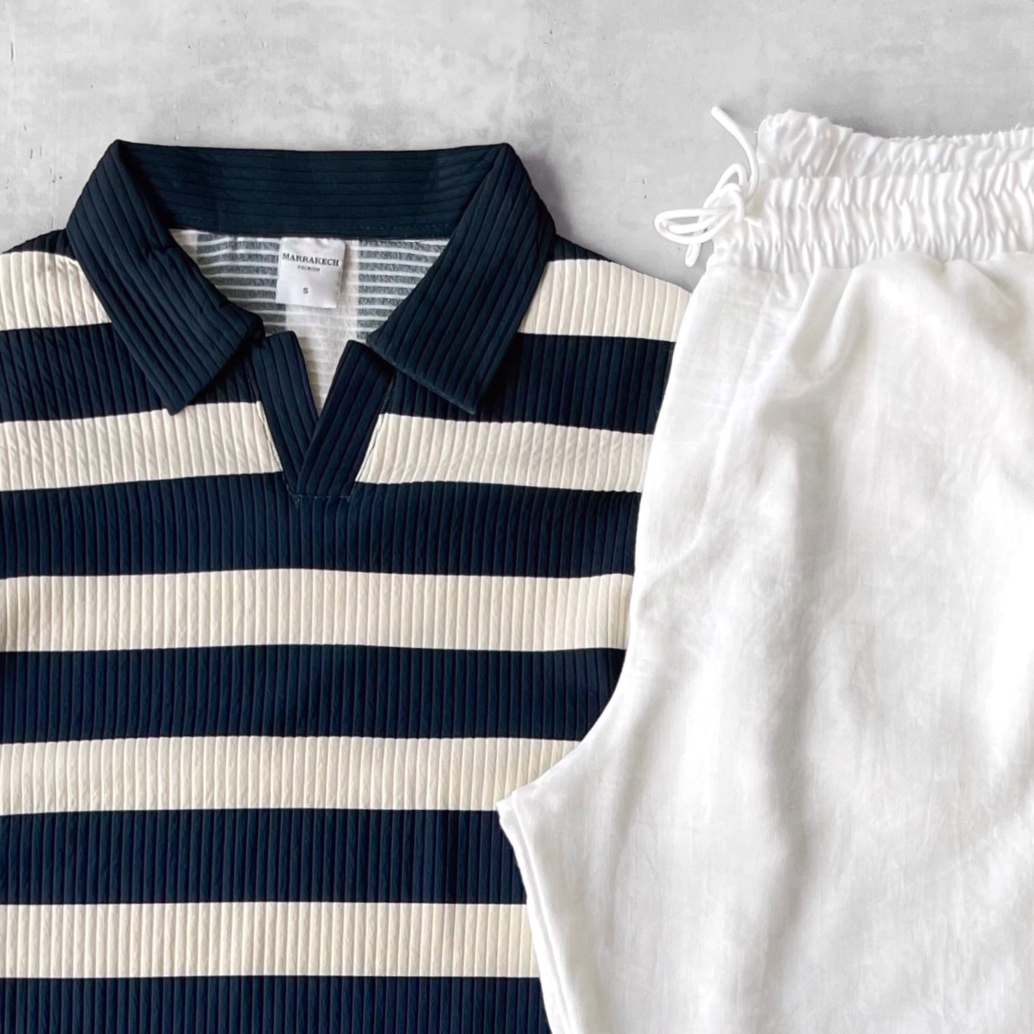 Oversize Polo Yaka Tişört & Keten Pantolon