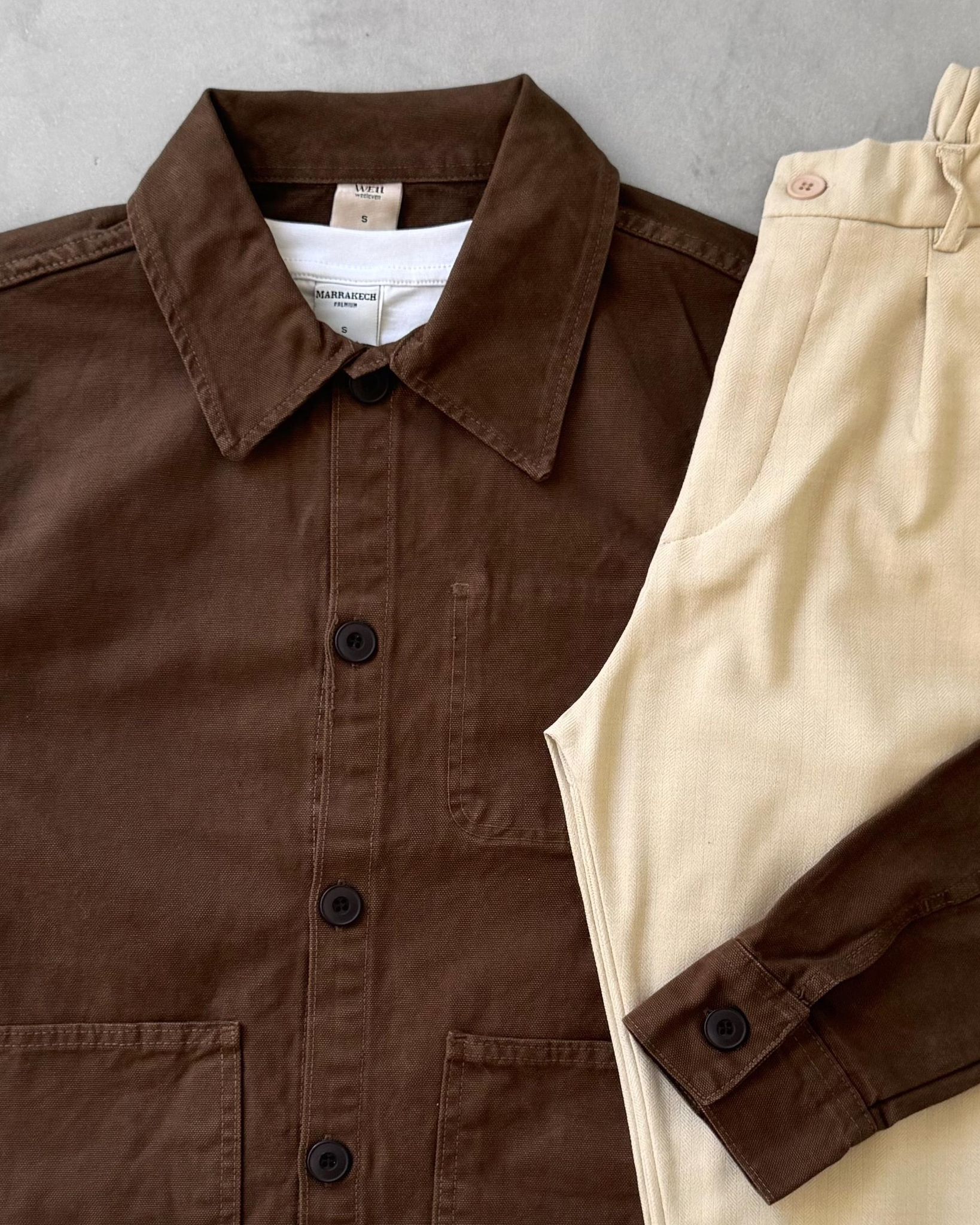 Denim Ceket & Kumaş Pantolon G2104 - Kahverengi