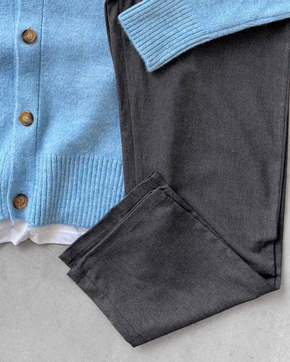 Sık Dokuma Düğmeli Triko Hırka & Kombin Pantolon G2090 - Bebe Mavisi