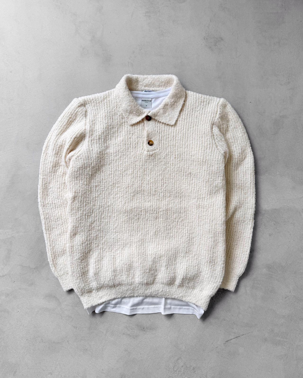 Poplin Kumaş Polo Yaka Triko G2117 - Bej