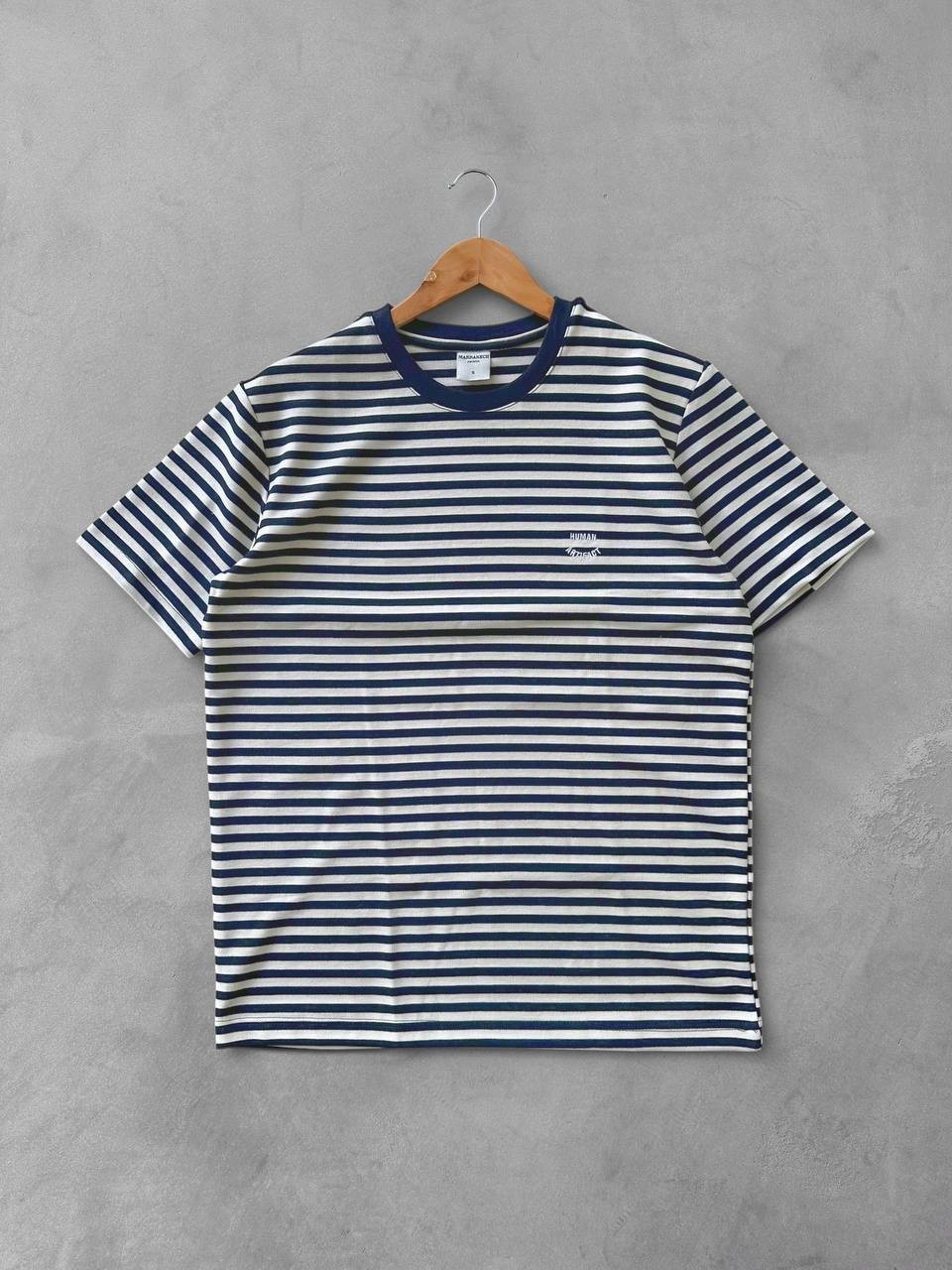 Bisiklet Yaka Çizgili Oversize Human Tshirt & Beli Bağcıklı Baggy Gabardin Pantolon - Lacivert