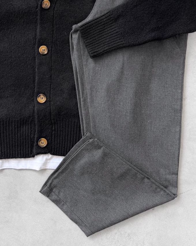 Sık Dokuma Düğmeli Triko Hırka & Kombin Pantolon G2090 - Siyah