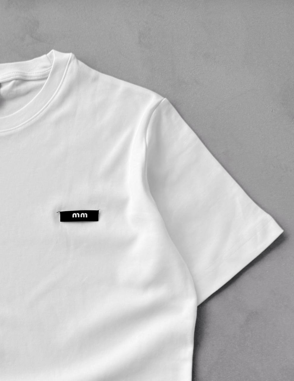MM Bisiklet Yaka Oversize Tişört  - Beyaz