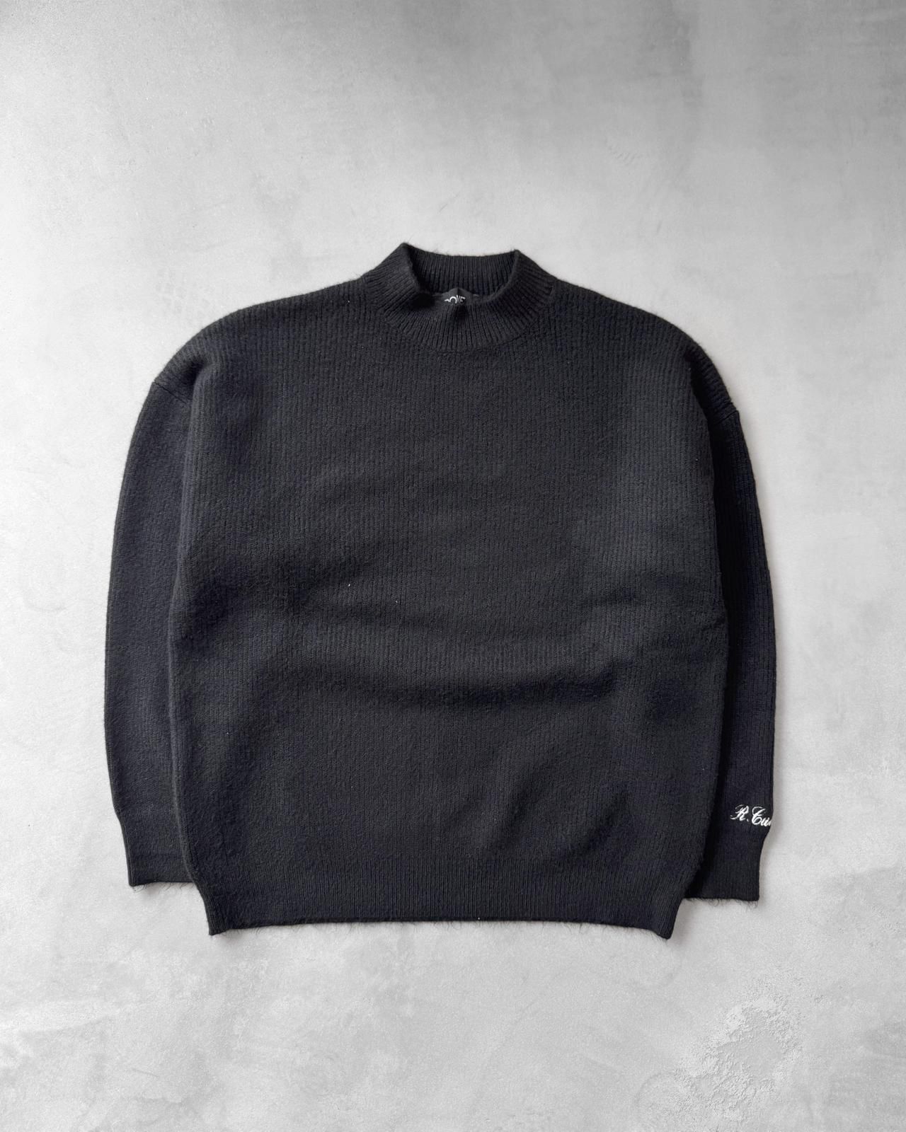 Dik Yaka Triko Kazak & Kumaş Pantolon G2085 - Siyah