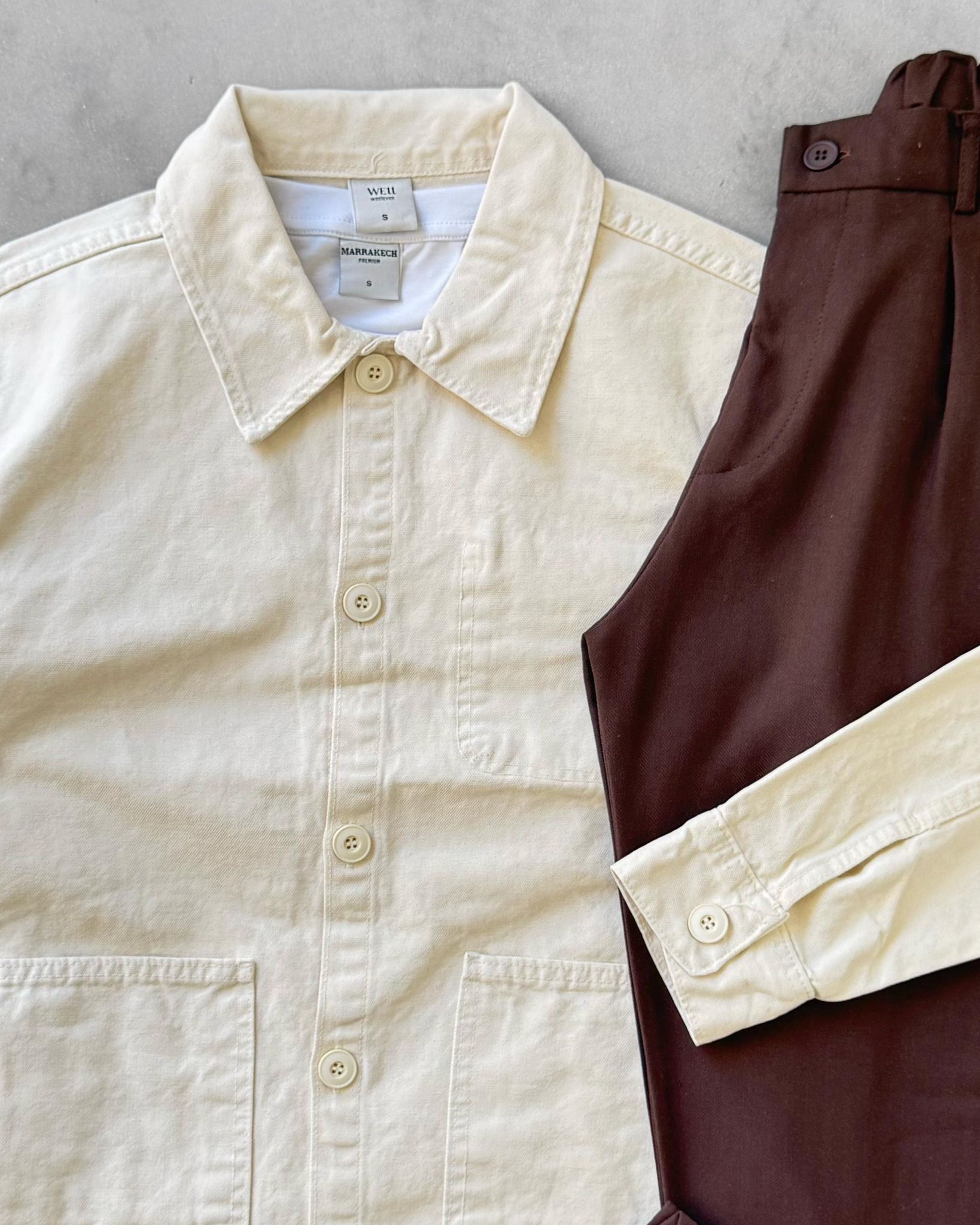 Denim Ceket & Kumaş Pantolon G2104 - Bej