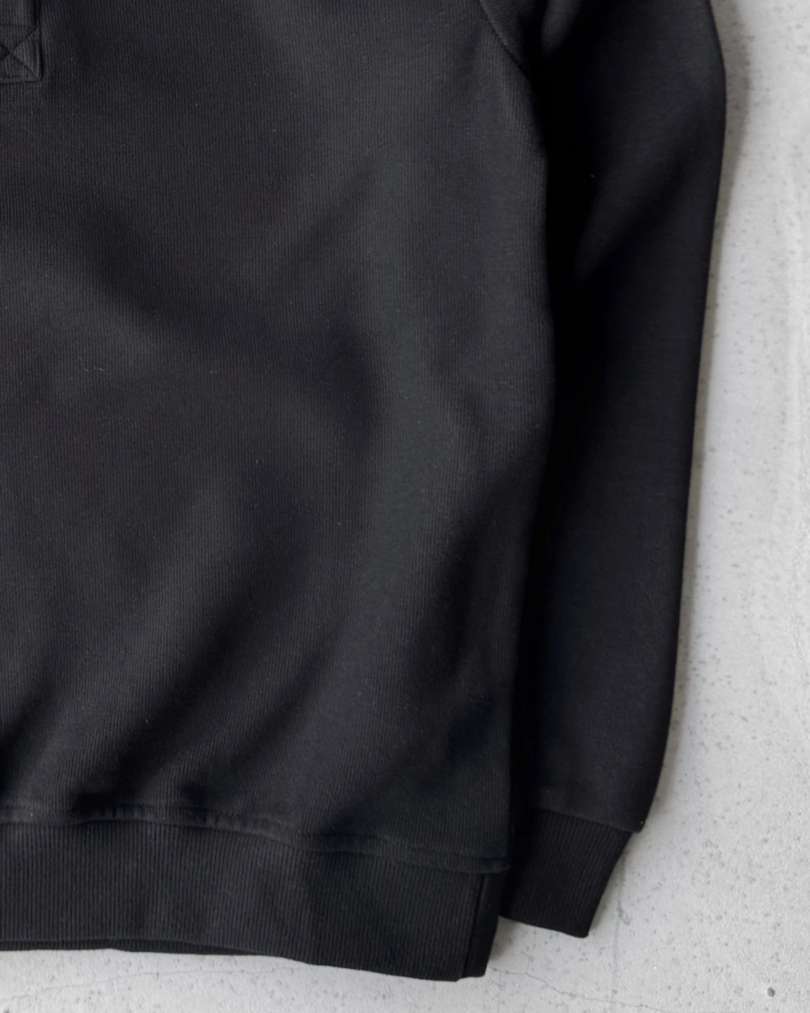 Selanik Örme Sweatshirt Çıt Çıtlı Yaka G2078 - Siyah