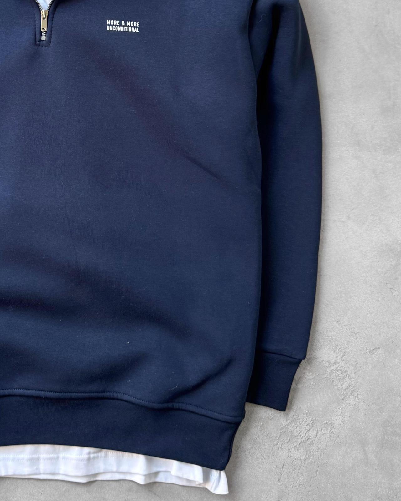 Yarım Fermuarlı Üç İplik Sweatshirt G2109 - Lacivert