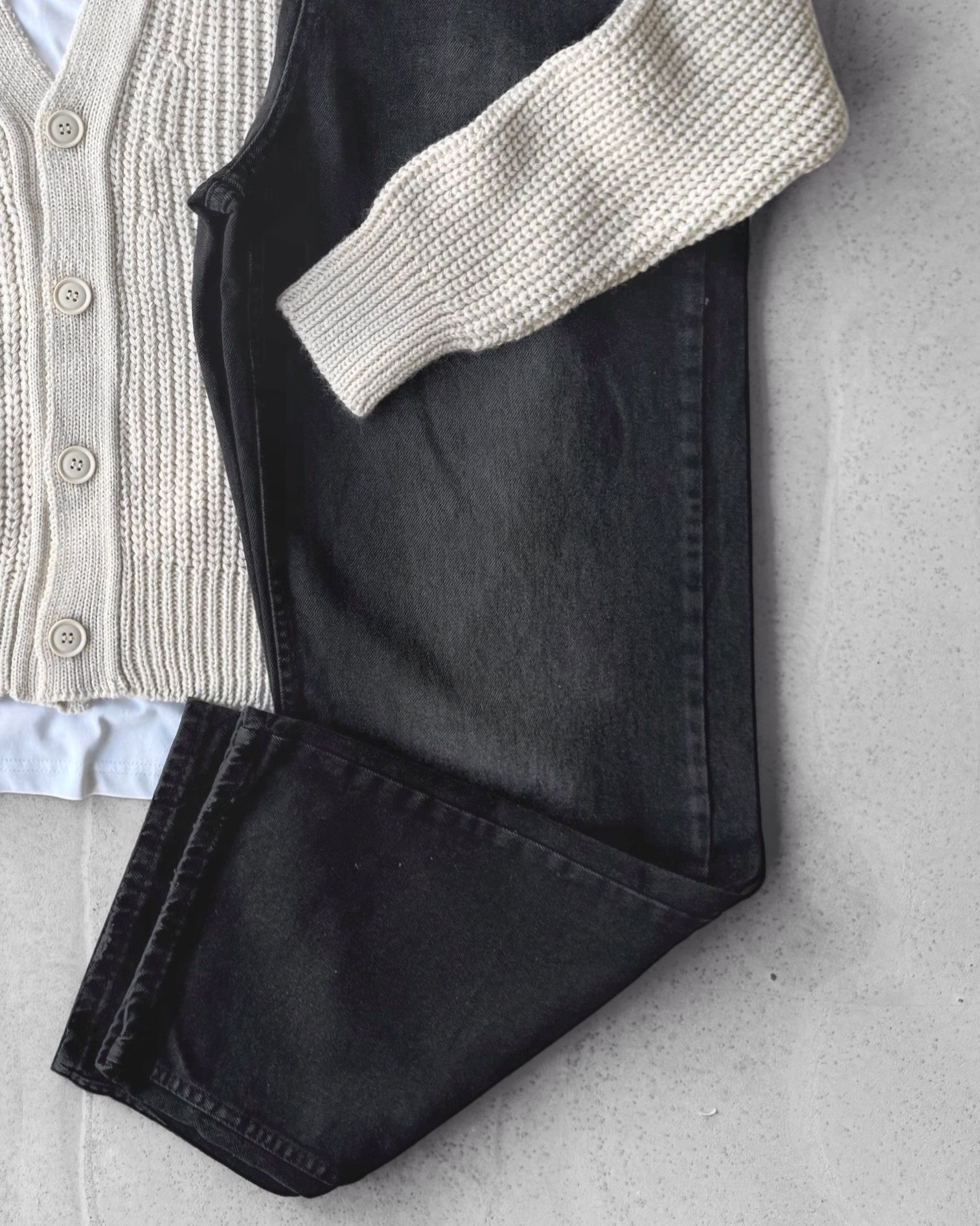 Düğmeli Triko Hırka & Regular Fit Kot Pantolon G2071 - Bej