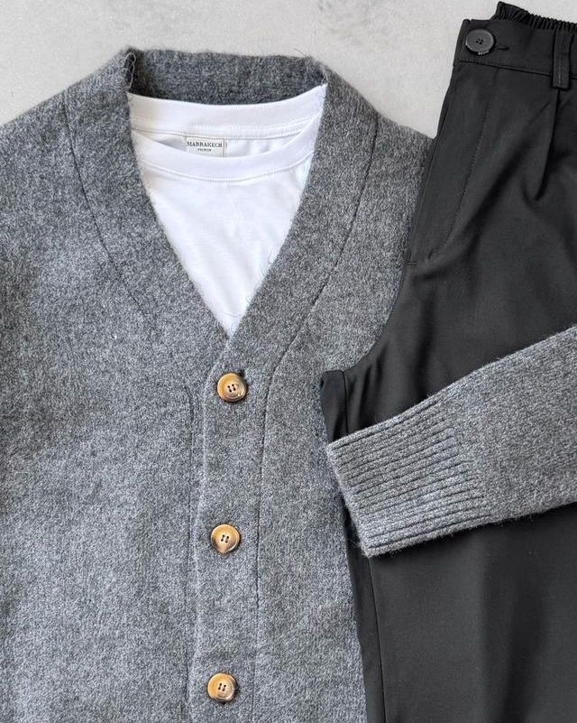 Sık Dokuma Düğmeli Triko Hırka & Kombin Pantolon G2090 - Antrasit