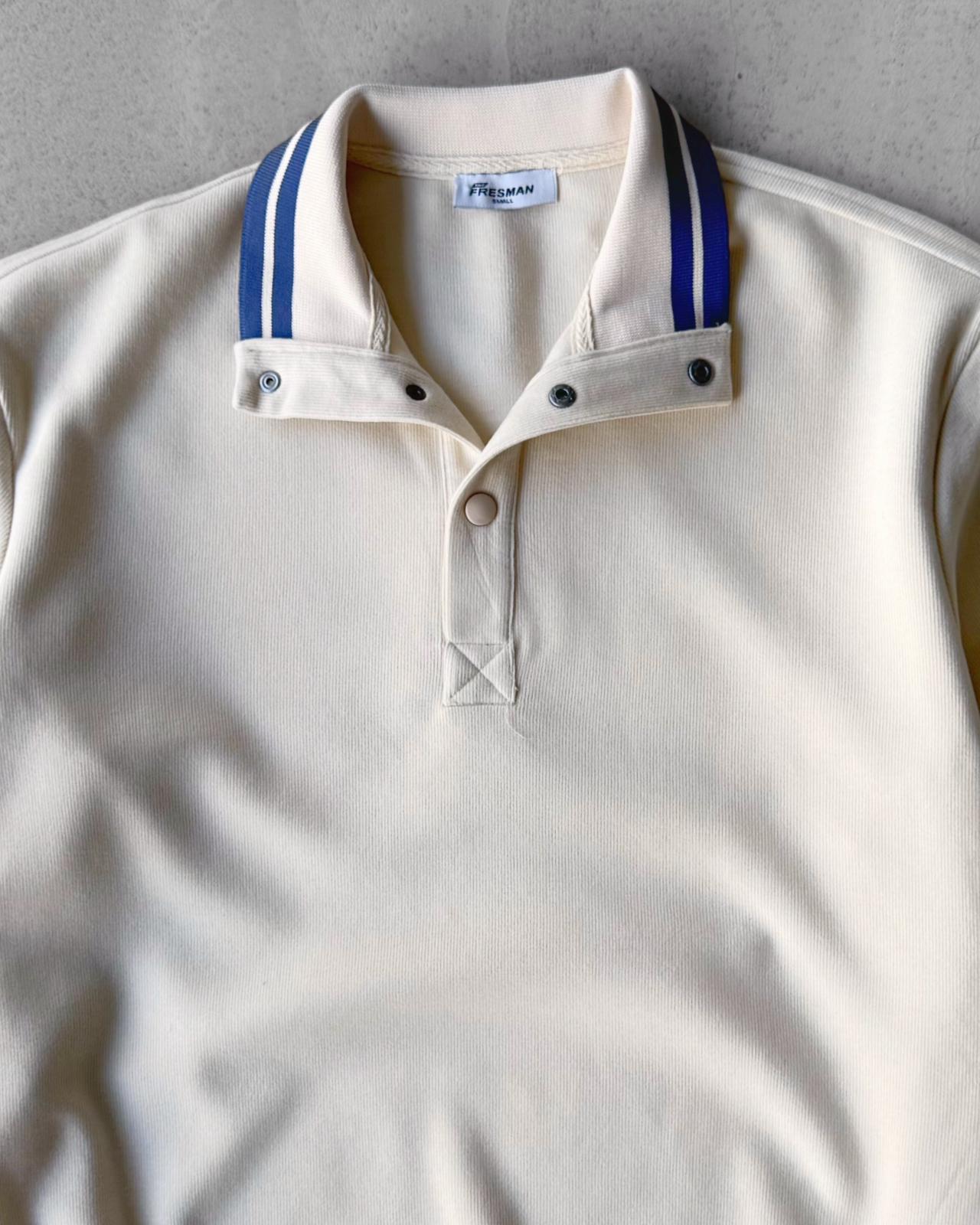 Selanik Örme Sweatshirt Çıt Çıtlı Yaka G2078 - Krem rengi