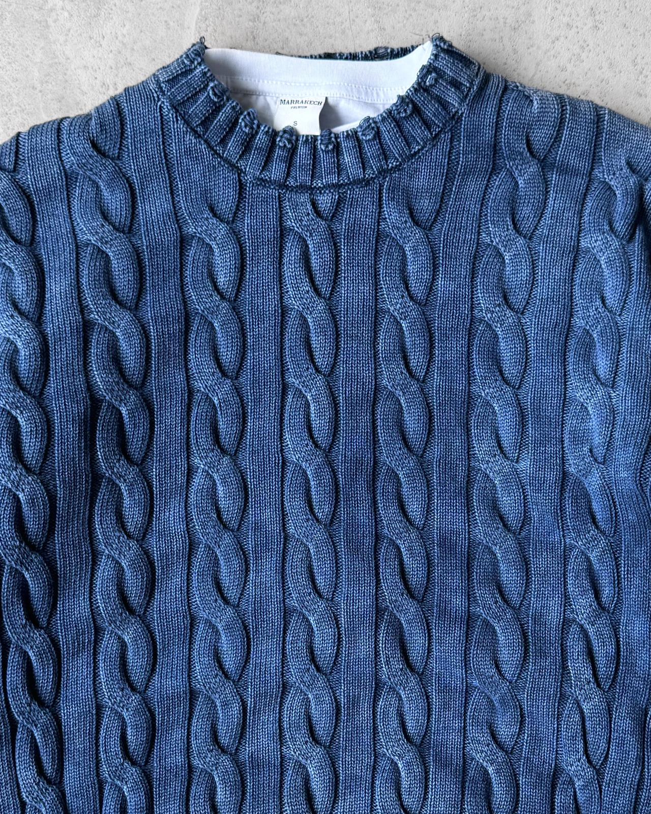 Yıkamalı Örgülü Triko Kazak G2083 - Lacivert