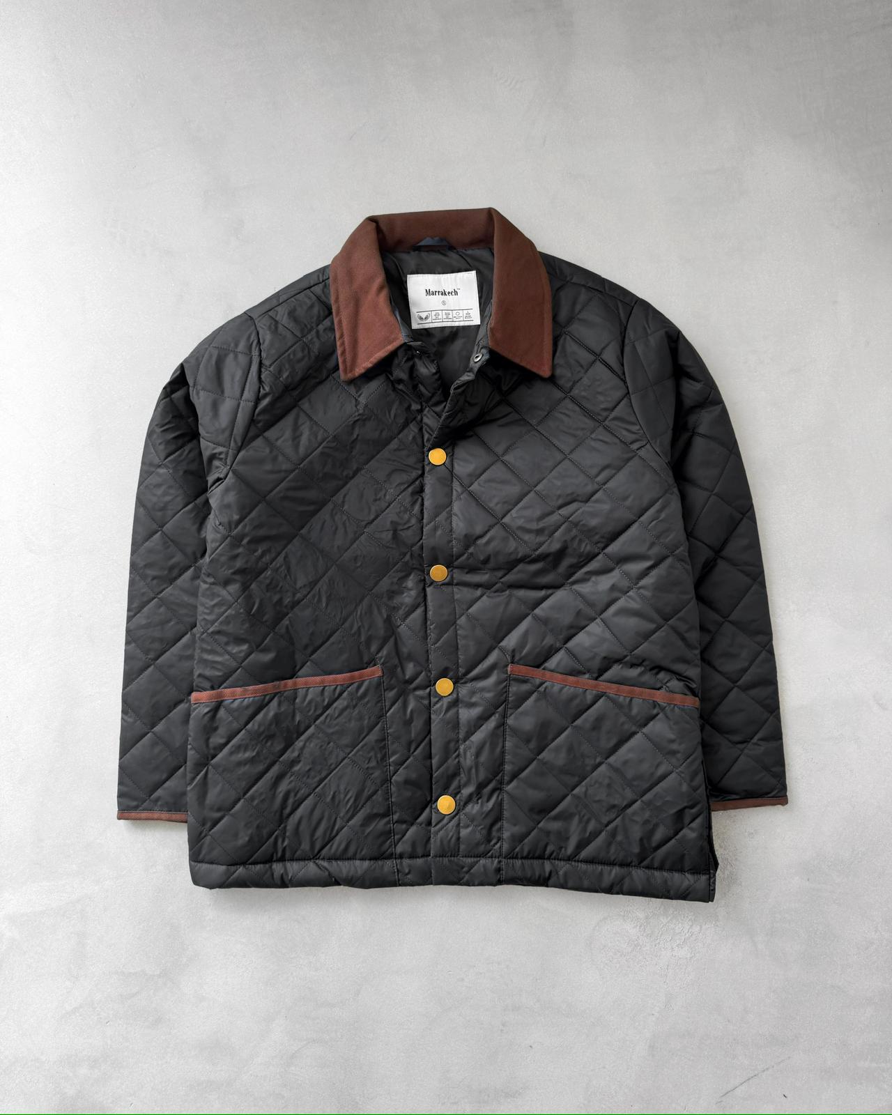 Yakası Kadife Kapitone Ceket G2076 - Siyah