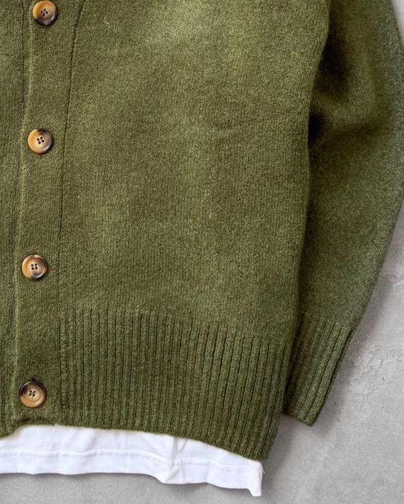 Sık Dokuma Düğmeli Triko Hırka G2090 - Zeytin Yeşili