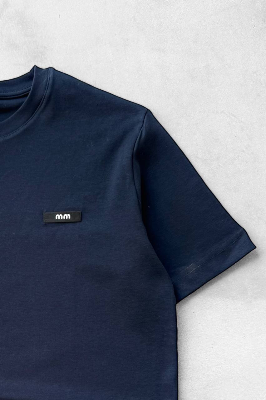 MM Bisiklet Yaka Oversize Tişört & Kot Şort  - Lacivert