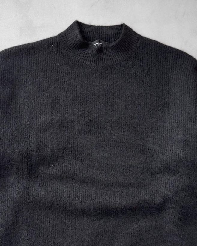 Dik Yaka Triko Kazak G2085 - Siyah