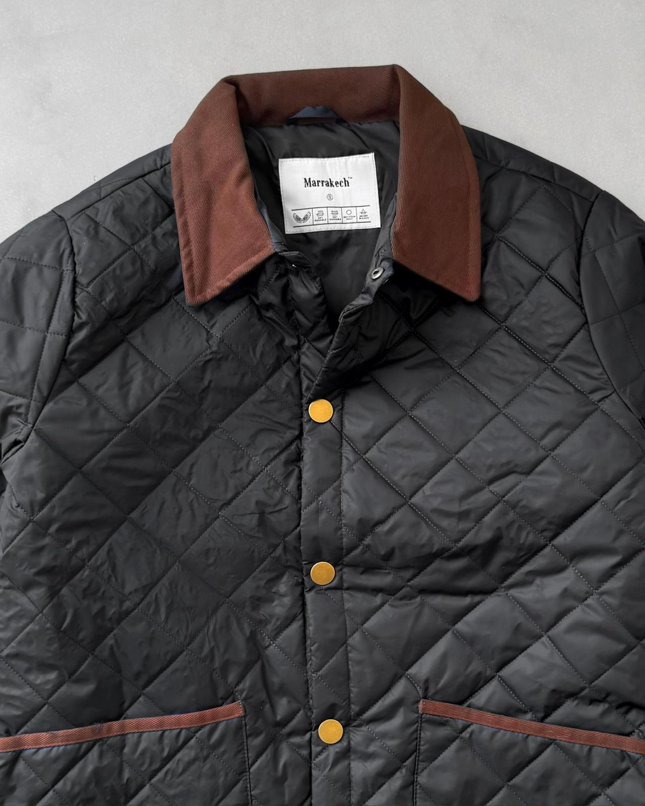 Yakası Kadife Kapitone Ceket G2076 - Siyah