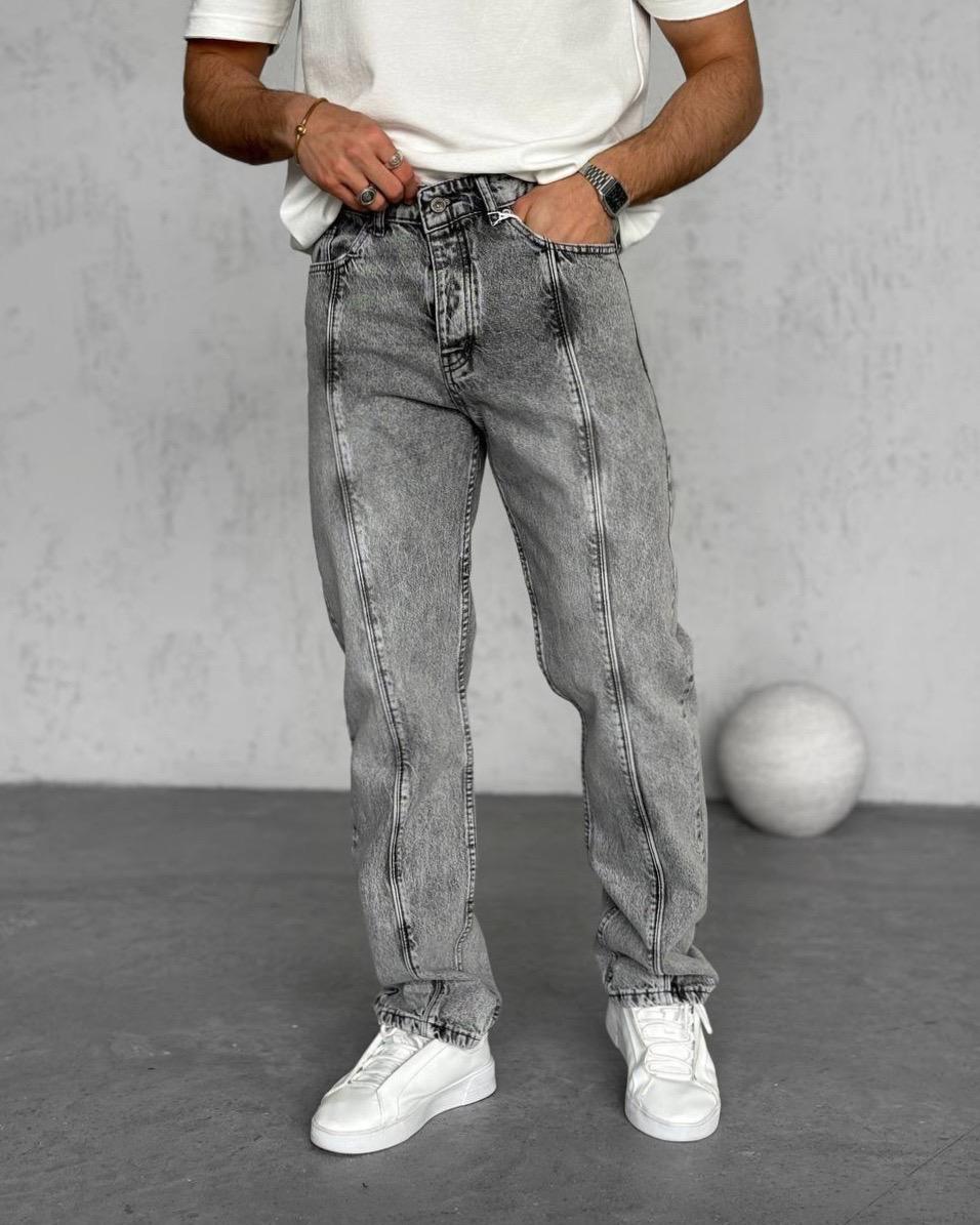 Regular Fit Şeritli Kot Pantolon G2063 - Gri