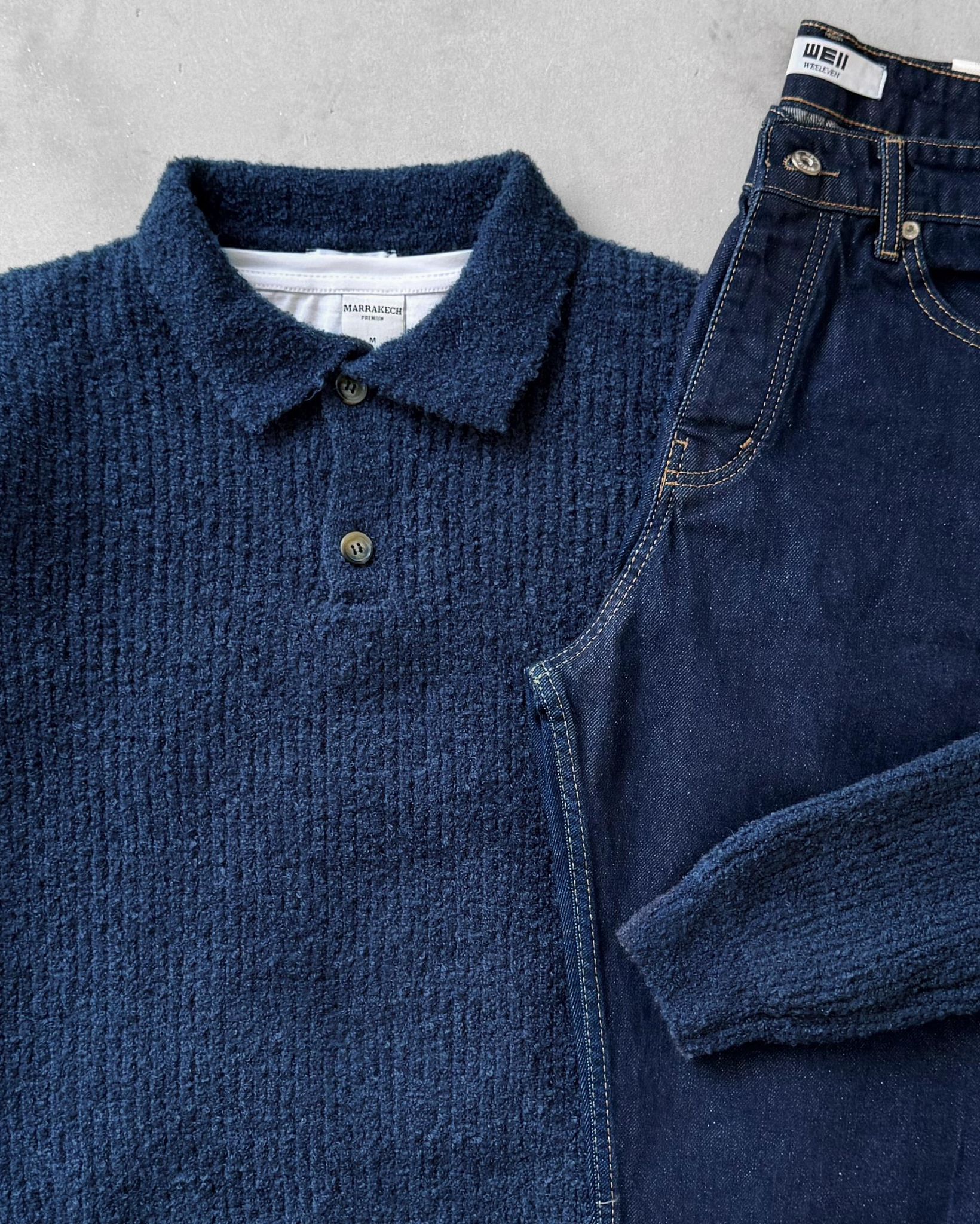 Poplin Kumaş Polo Yaka Triko & Regular Fit Kot Pantolon G2117 - Lacivert