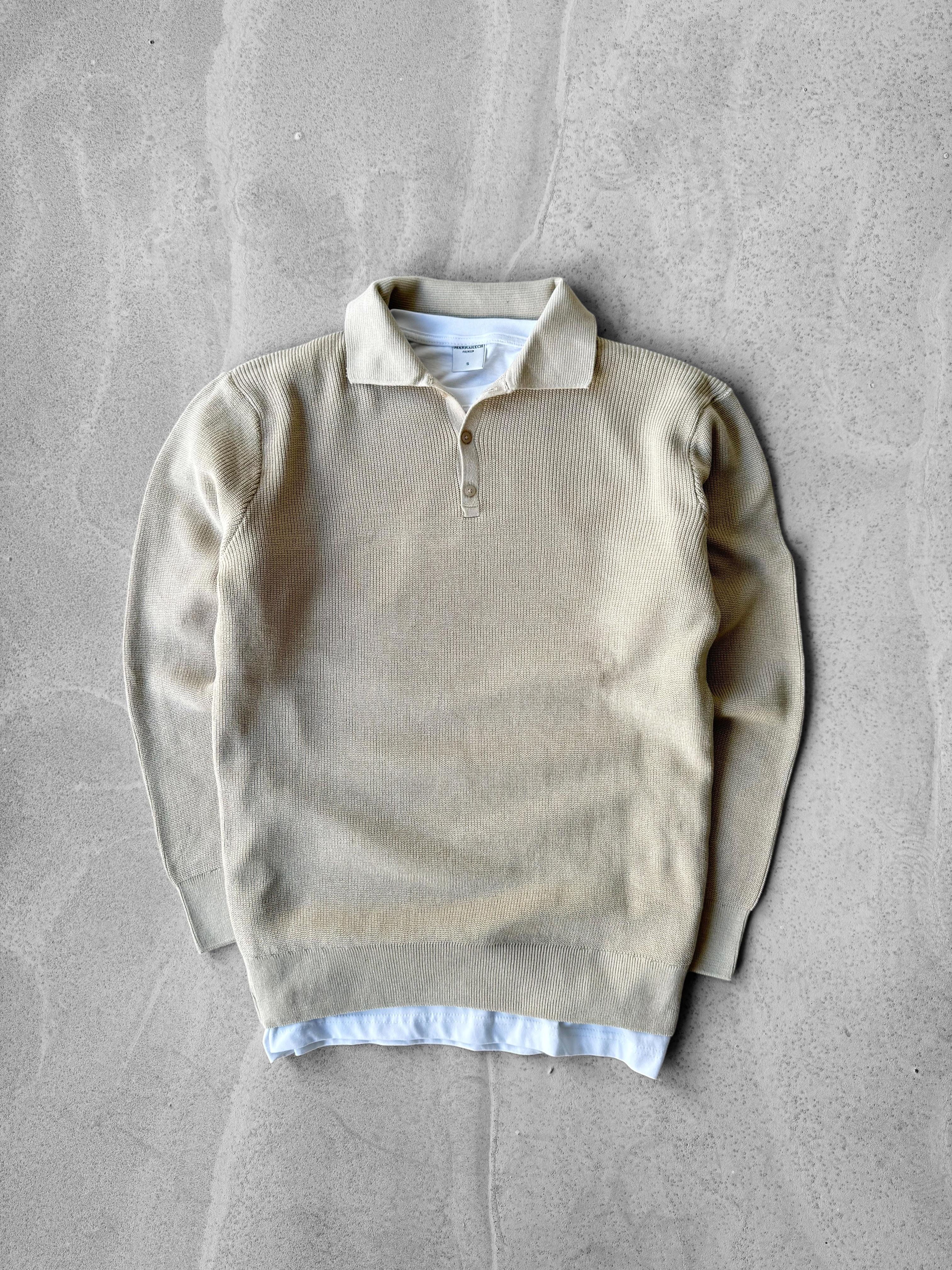 Polo Yaka Triko Sweat - Bej