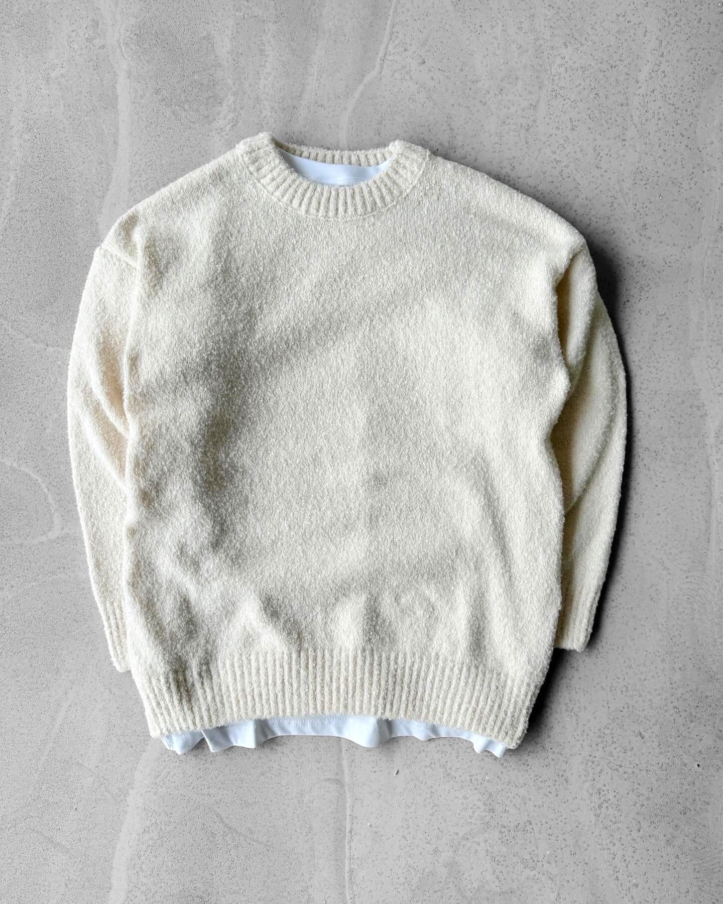 Poplin Kumaş Triko Kazak G2057 - Krem Rengi