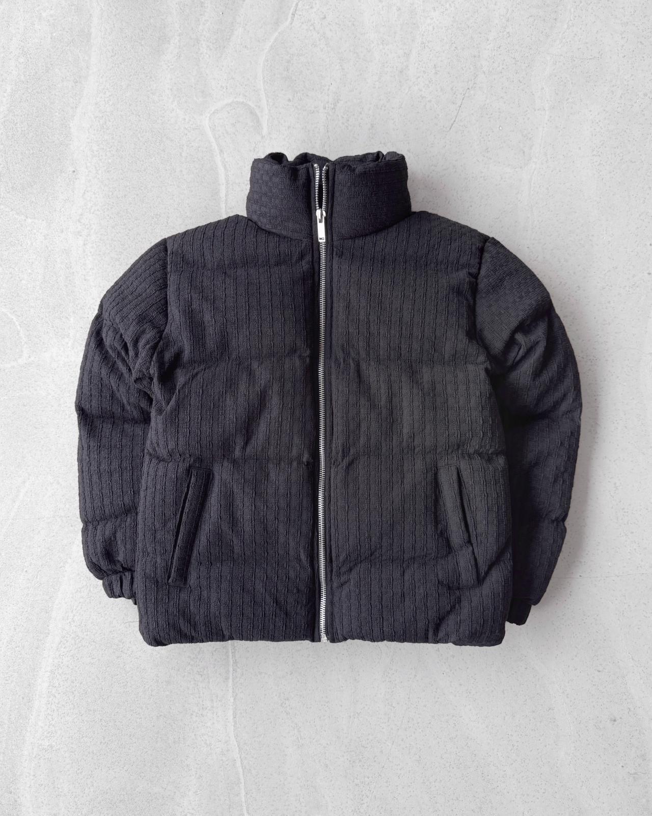 İçi Astarlı Örgü Desenli Şişme Mont G2121 - Siyah