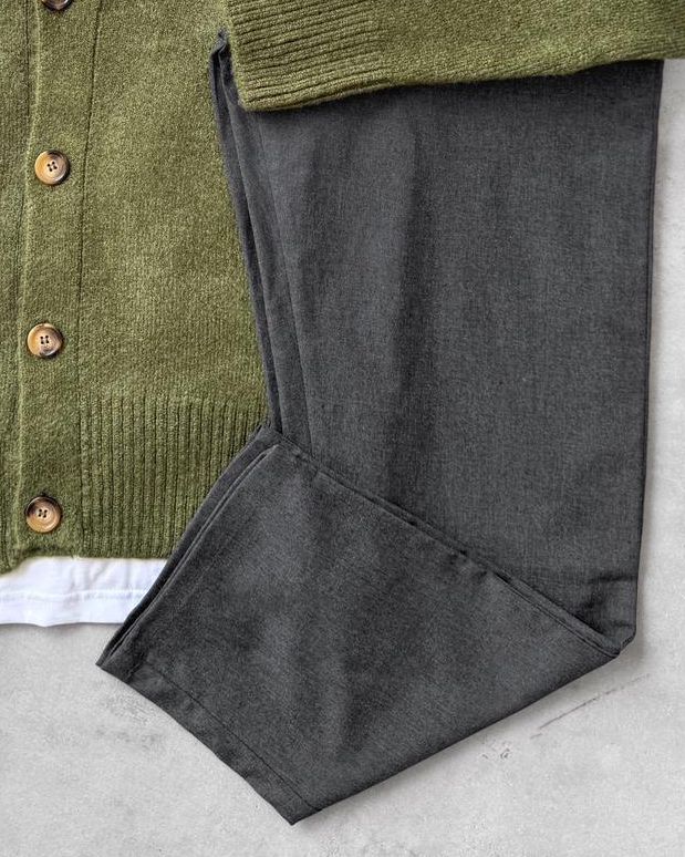 Sık Dokuma Düğmeli Triko Hırka & Kombin Pantolon G2090 - Zeytin Yeşili