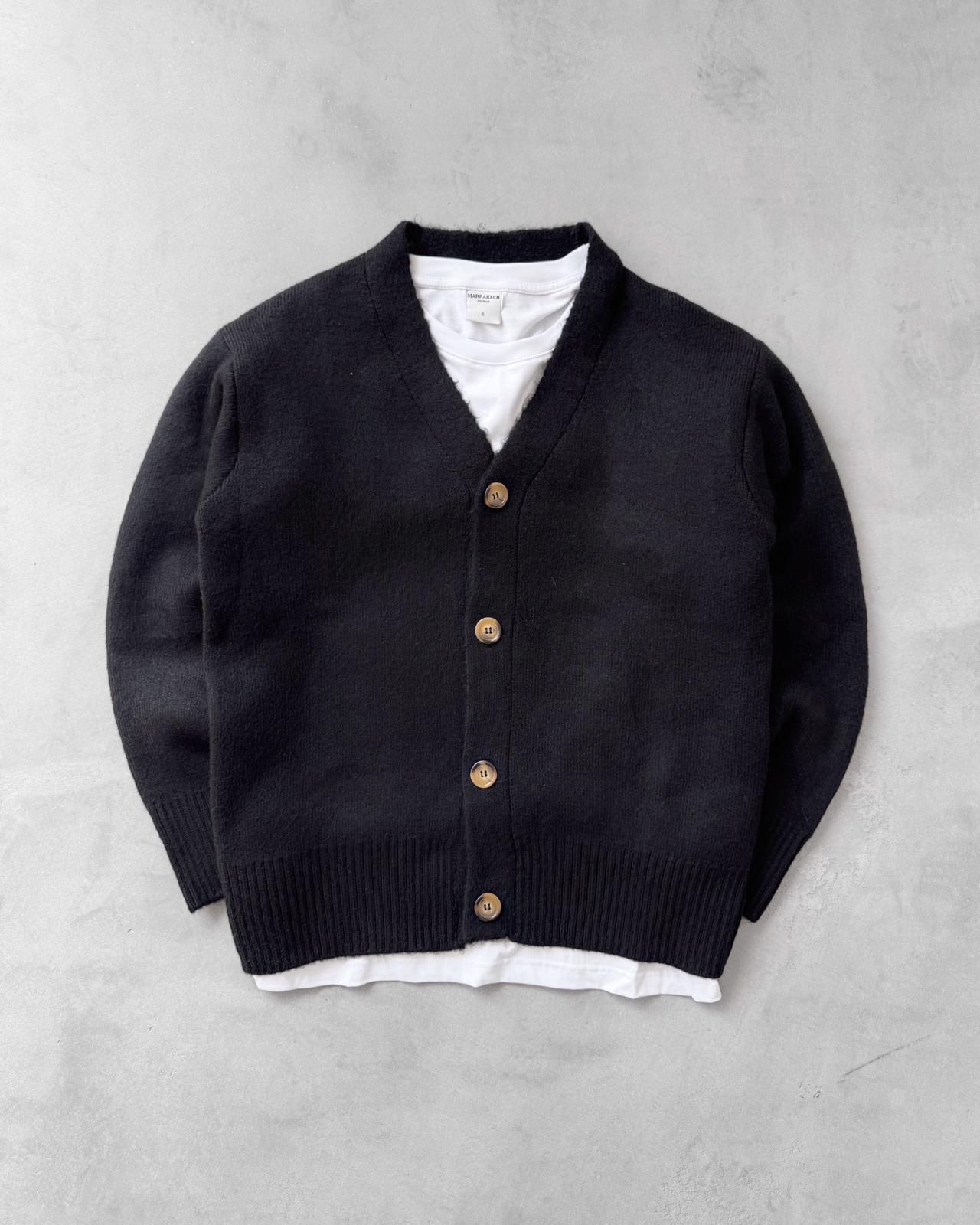 Sık Dokuma Düğmeli Triko Hırka & Kombin Pantolon G2090 - Siyah