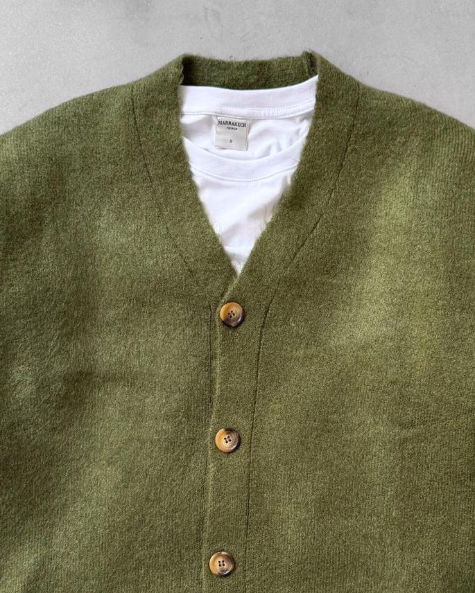 Sık Dokuma Düğmeli Triko Hırka G2090 - Zeytin Yeşili