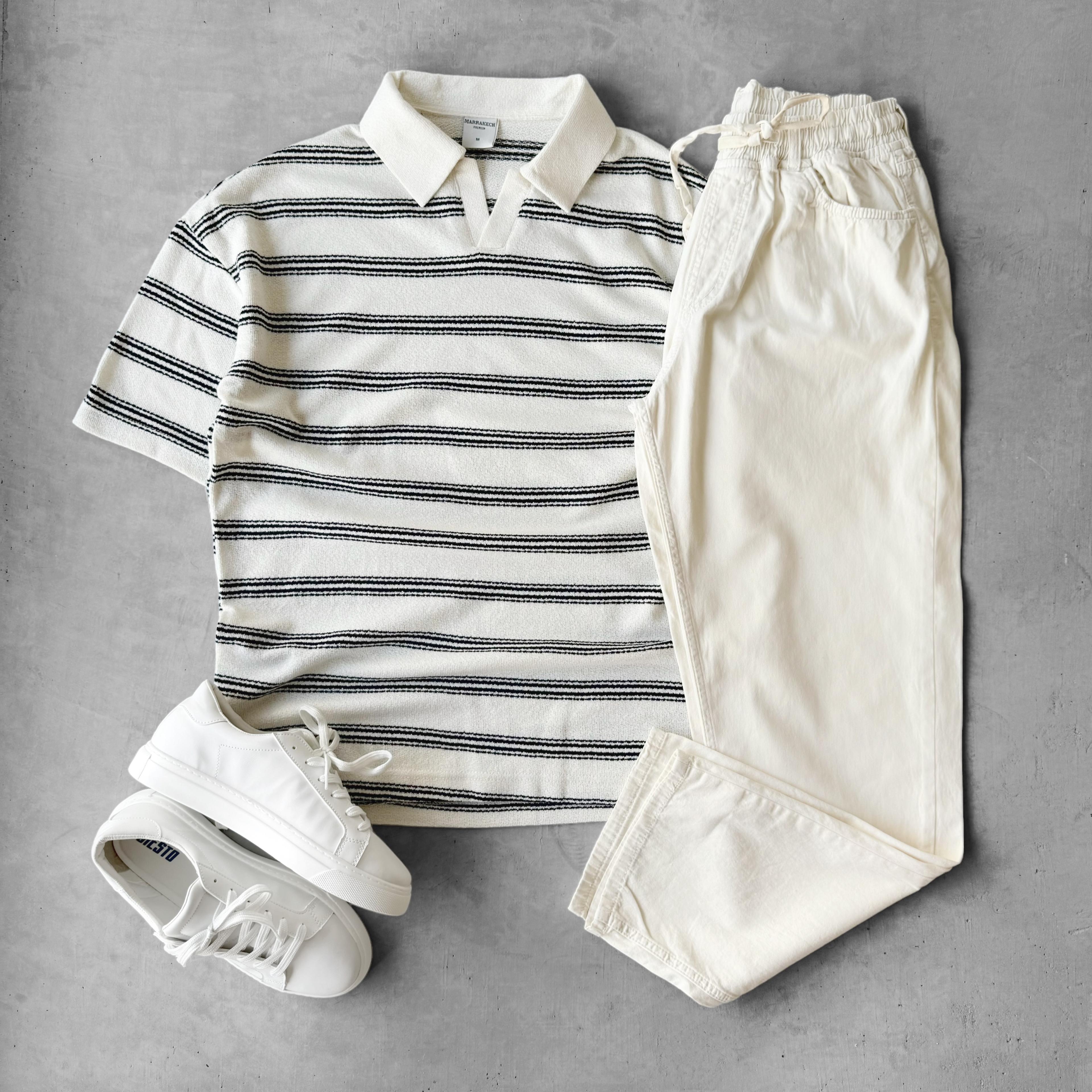 Polo Yaka Örme Tişört & Baggy Pantolon
