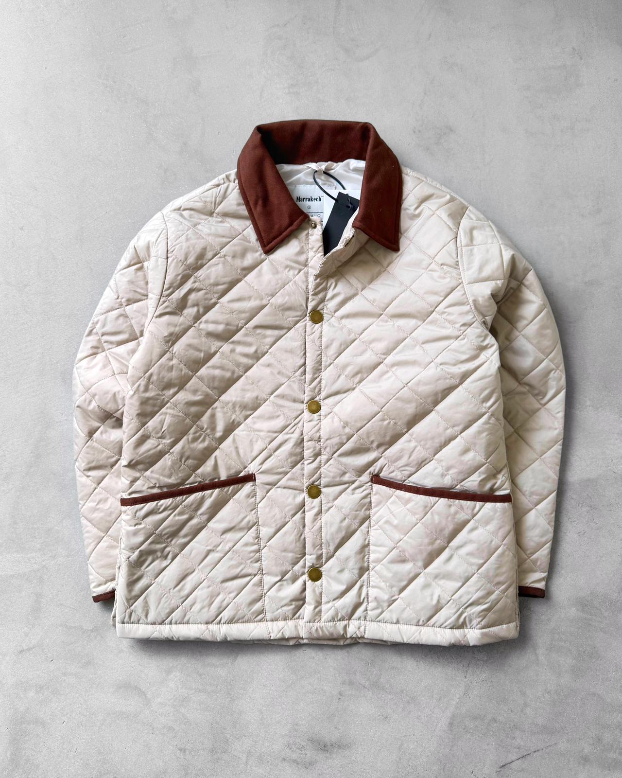 Yakası Kadife Kapitone Ceket G2076 - Bej