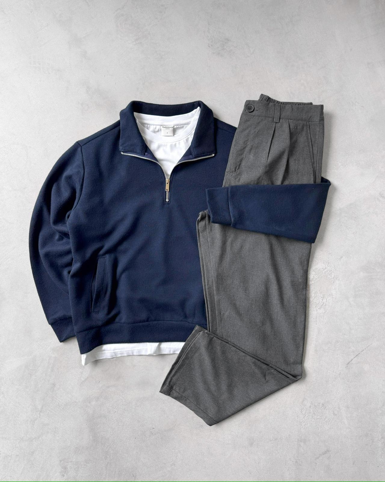 Yarım Fermuarlı Cepli Sweat & Kumaş Pantolon G2101