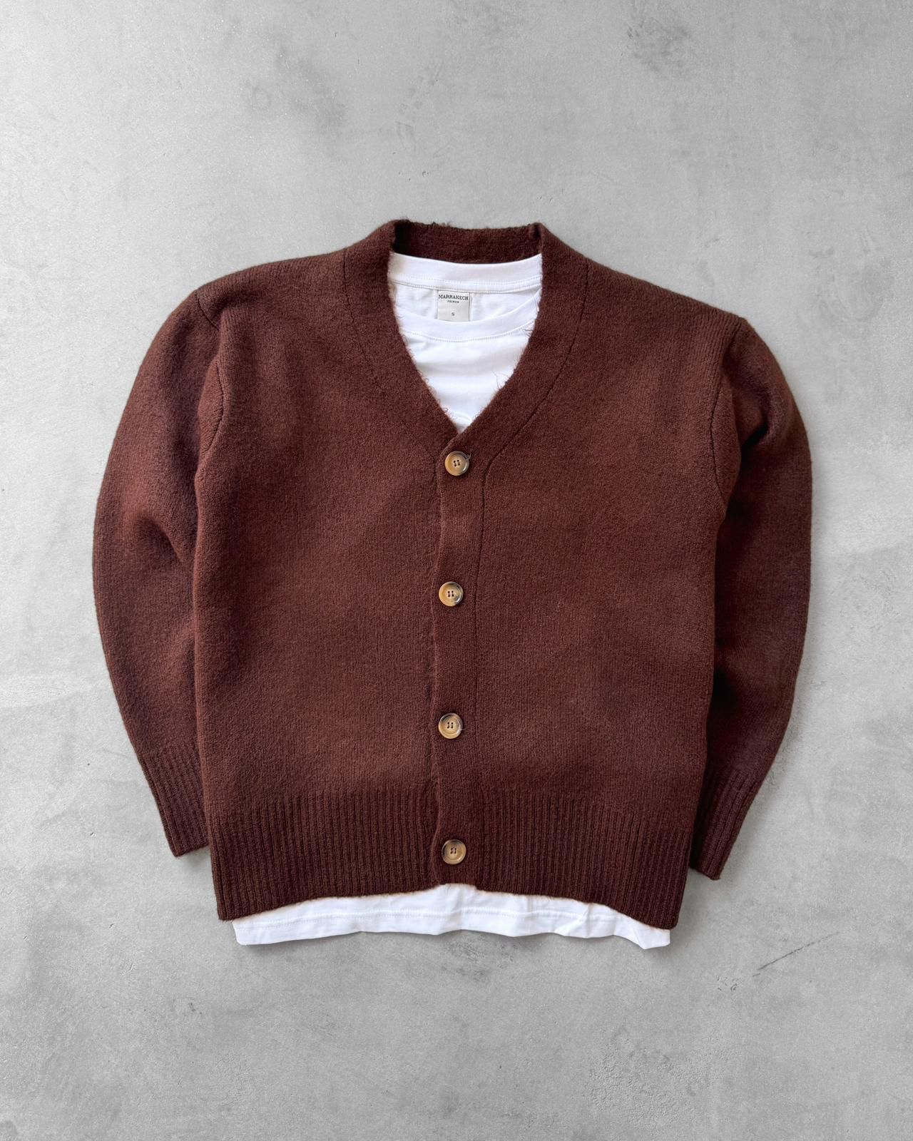 Sık Dokuma Düğmeli Triko Hırka G2090 - Kahverengi