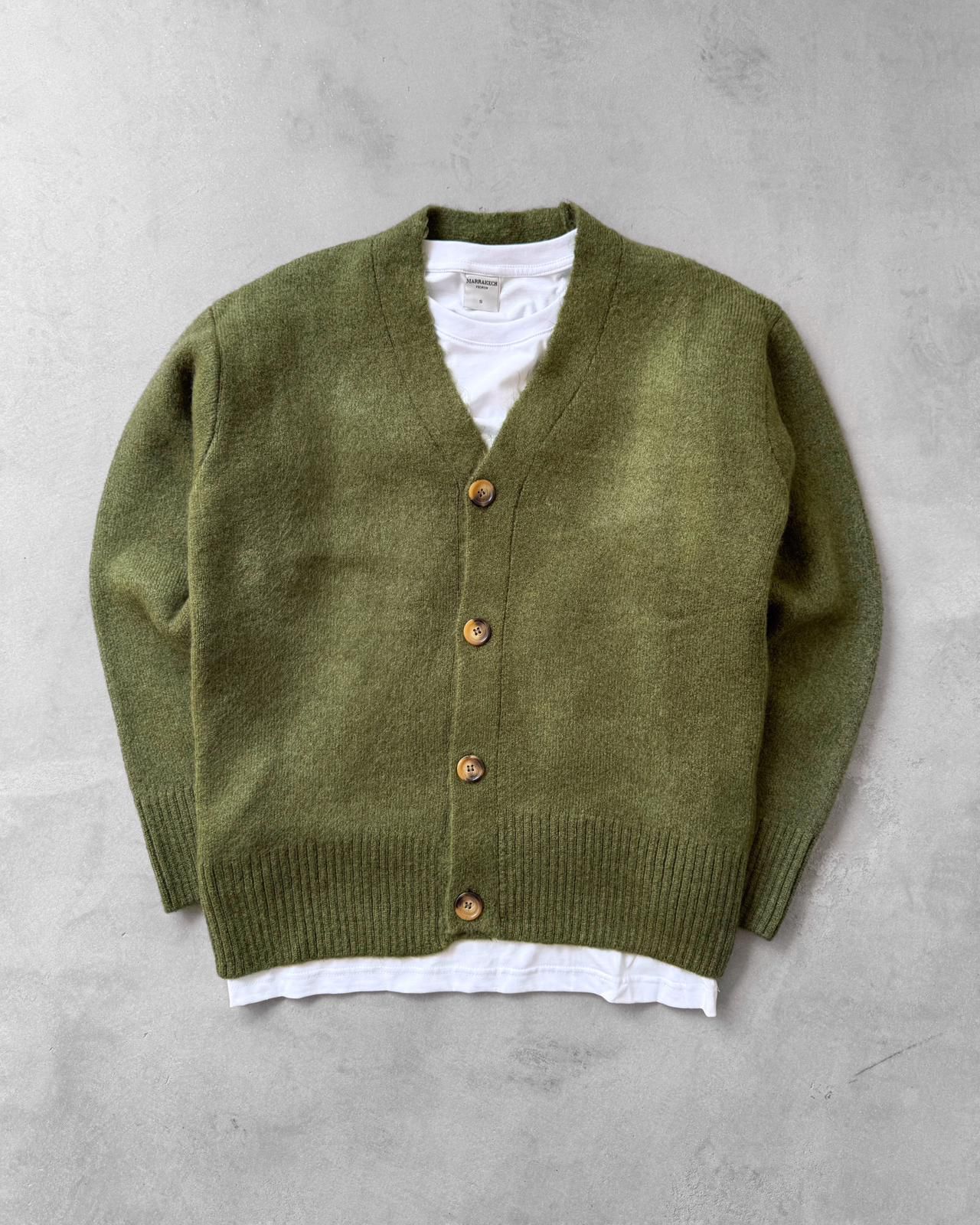 Sık Dokuma Düğmeli Triko Hırka & Kombin Pantolon G2090 - Zeytin Yeşili