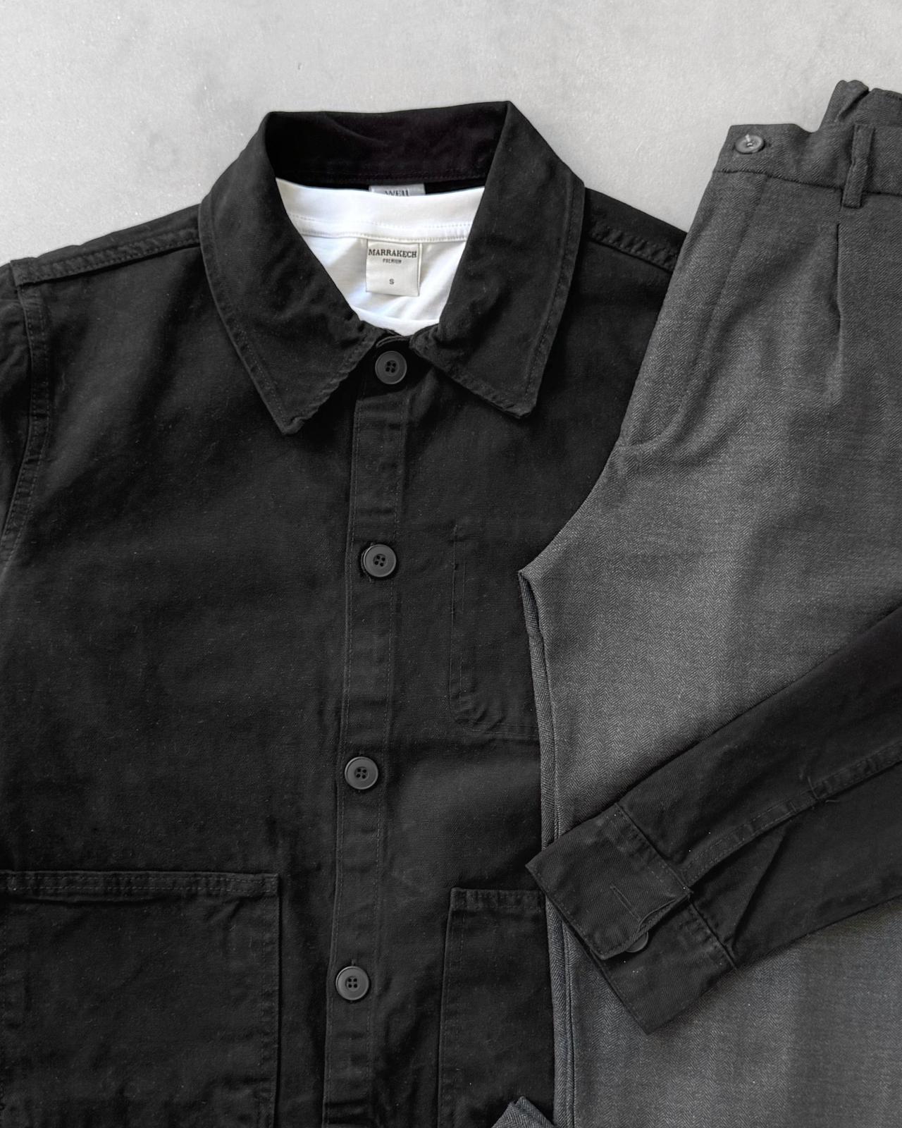 Denim Ceket & Kumaş Pantolon G2104 - Siyah