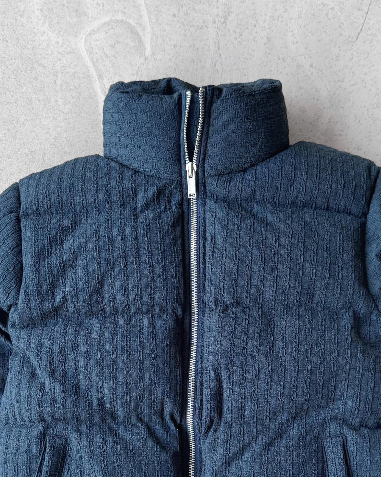 İçi Astarlı Örgü Desenli Şişme Mont G2121 - İndigo